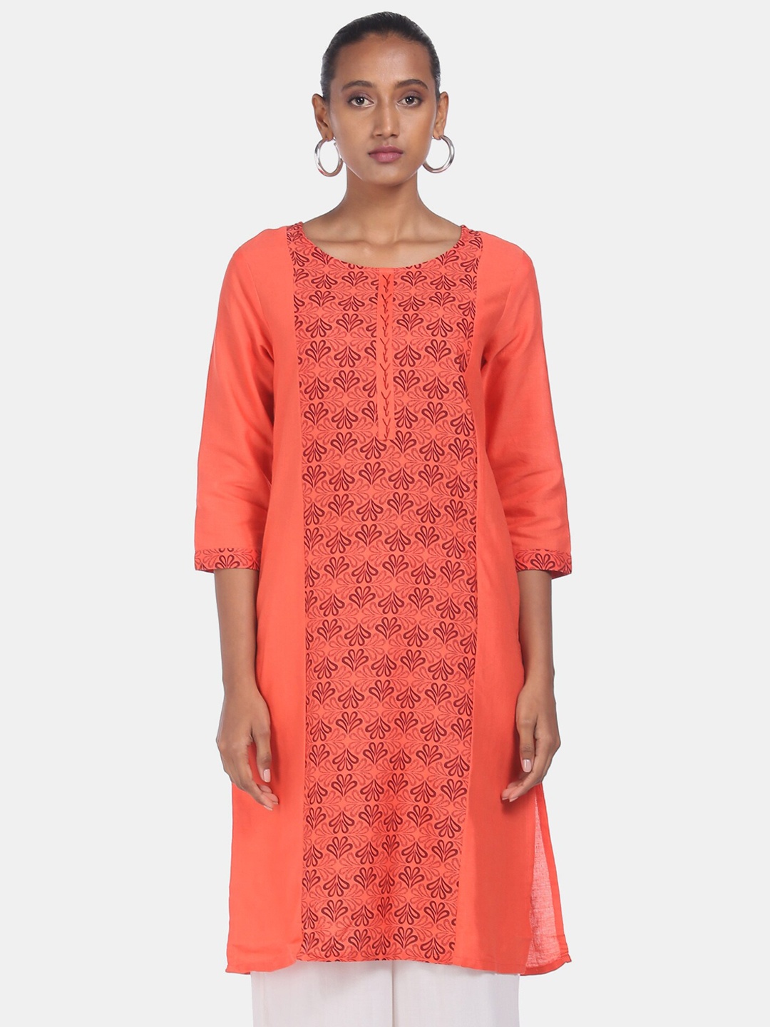 

Karigari Women Coral Ethnic Motifs Printed Kurta