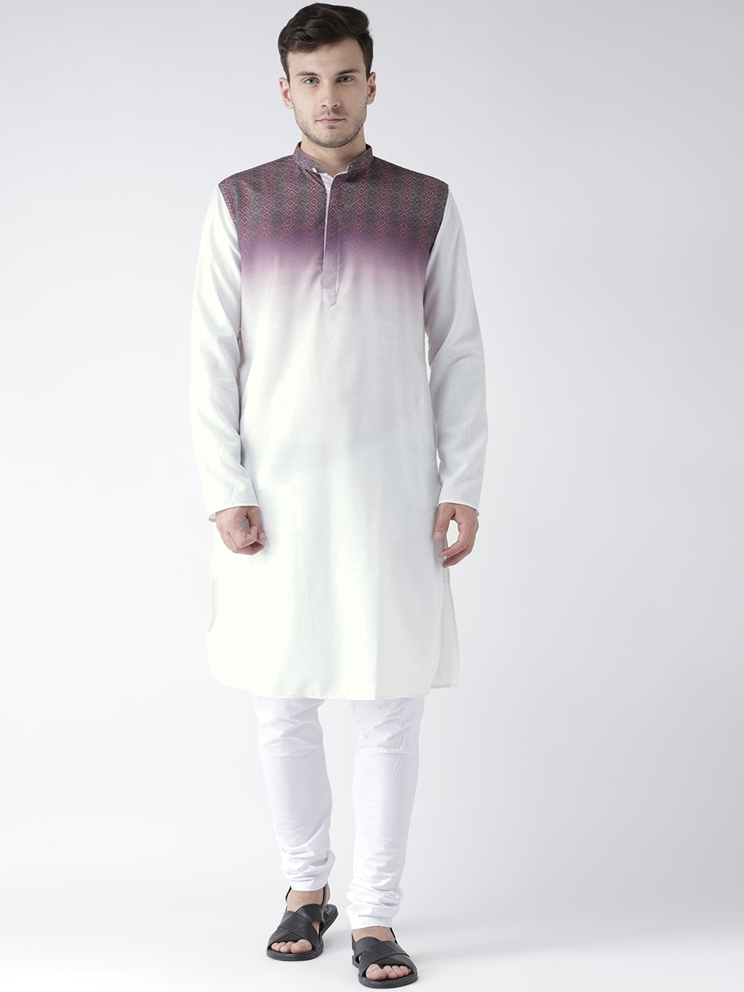 

KISAH Men White Ethnic Motifs Printed Kurta
