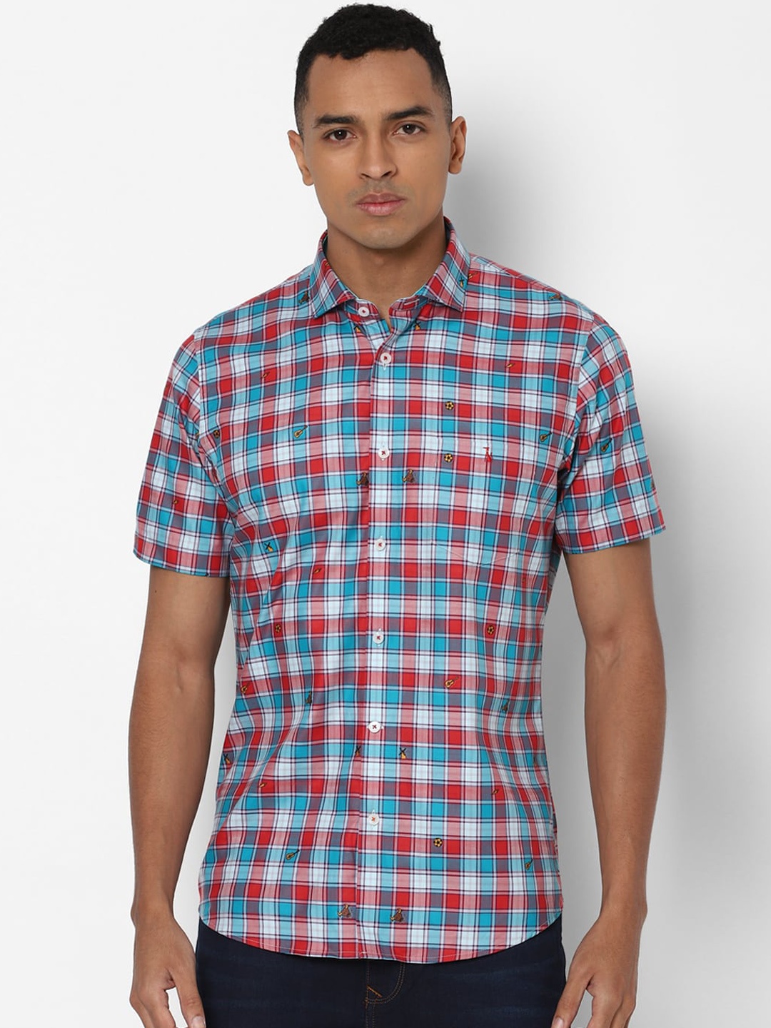 

SIMON CARTER LONDON Men Blue & Red Regular Fit Checked Casual Shirt