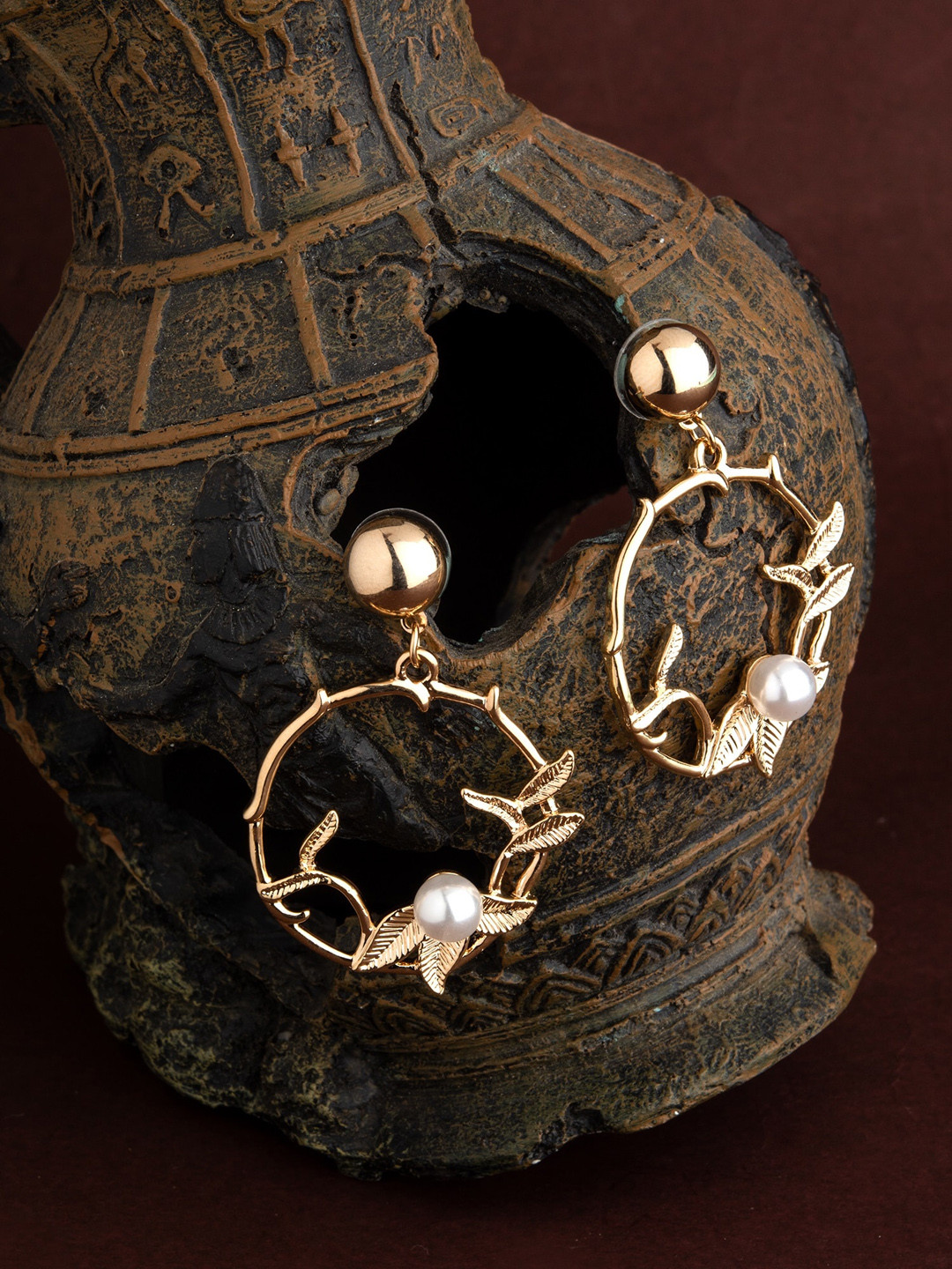 

E2O Gold-Plated Leaf Shaped Drop Earrings