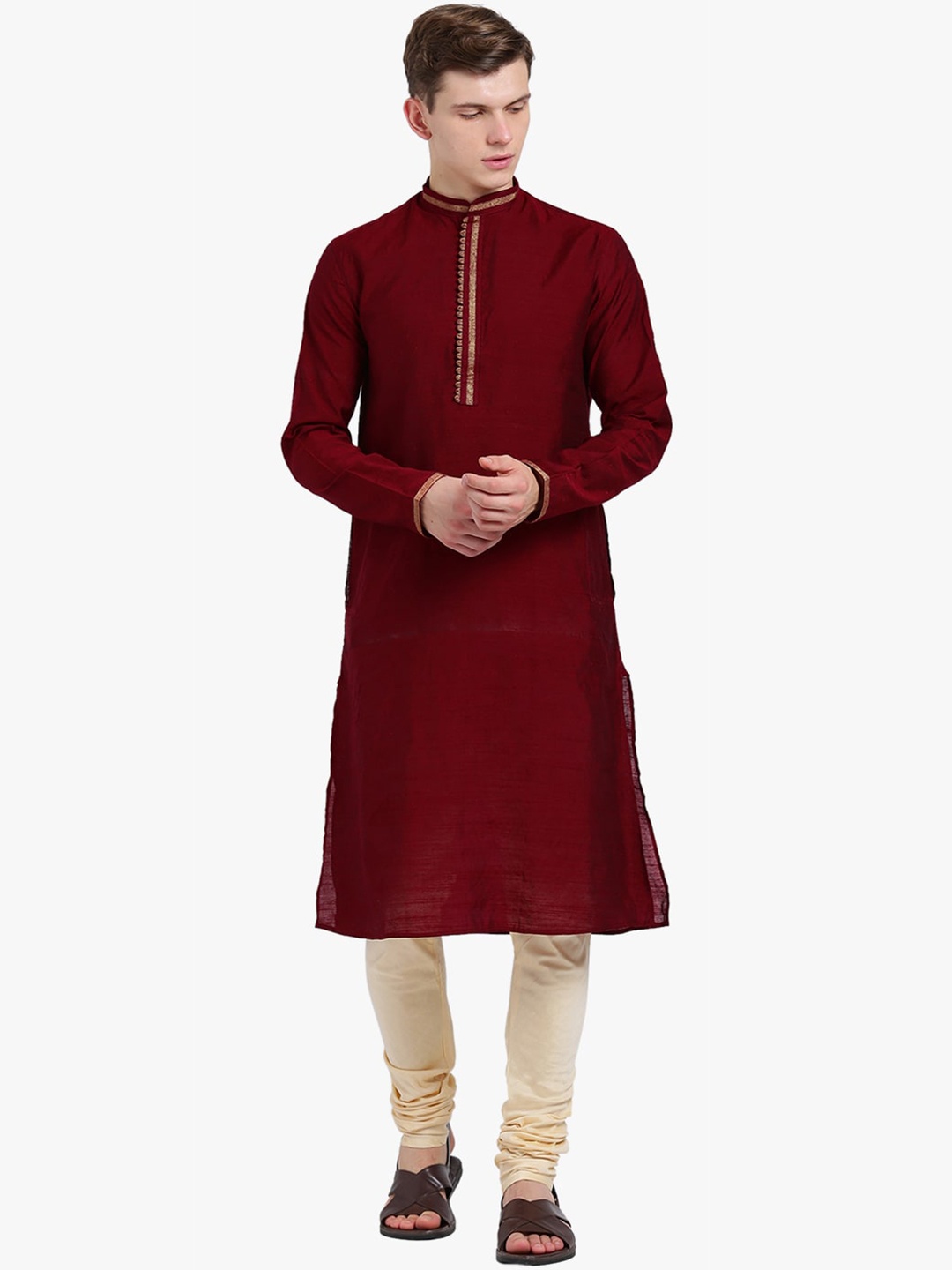 

KISAH Men Maroon Kurta