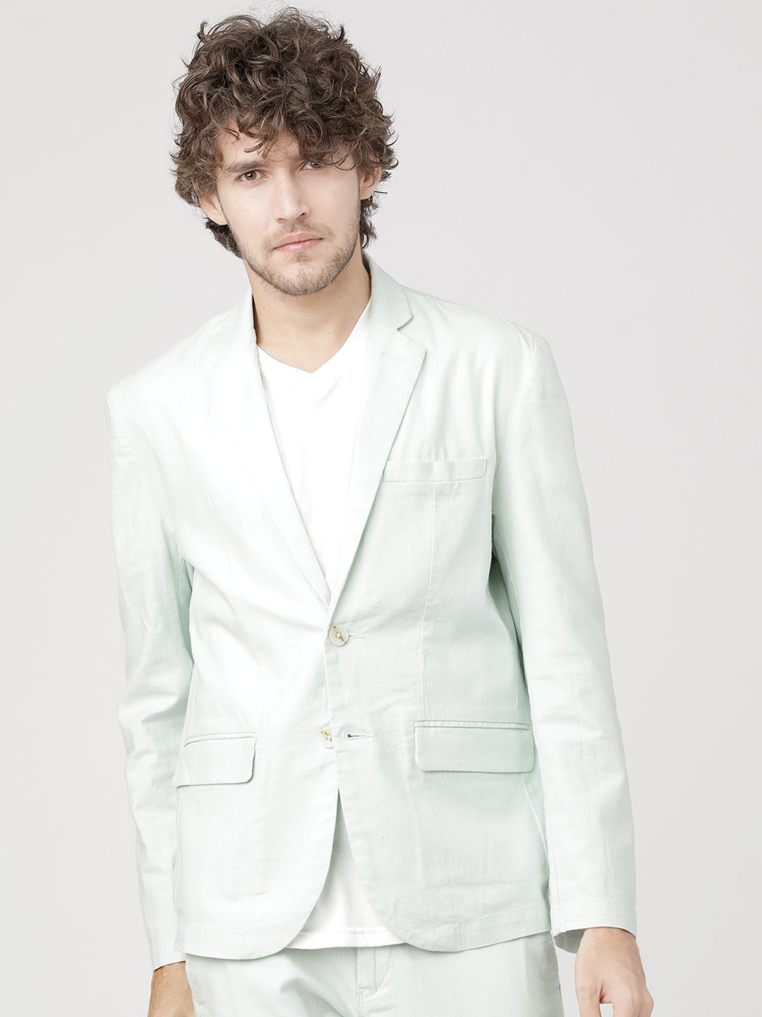 

HIGHLANDER Men Green Solid Casual Blazer