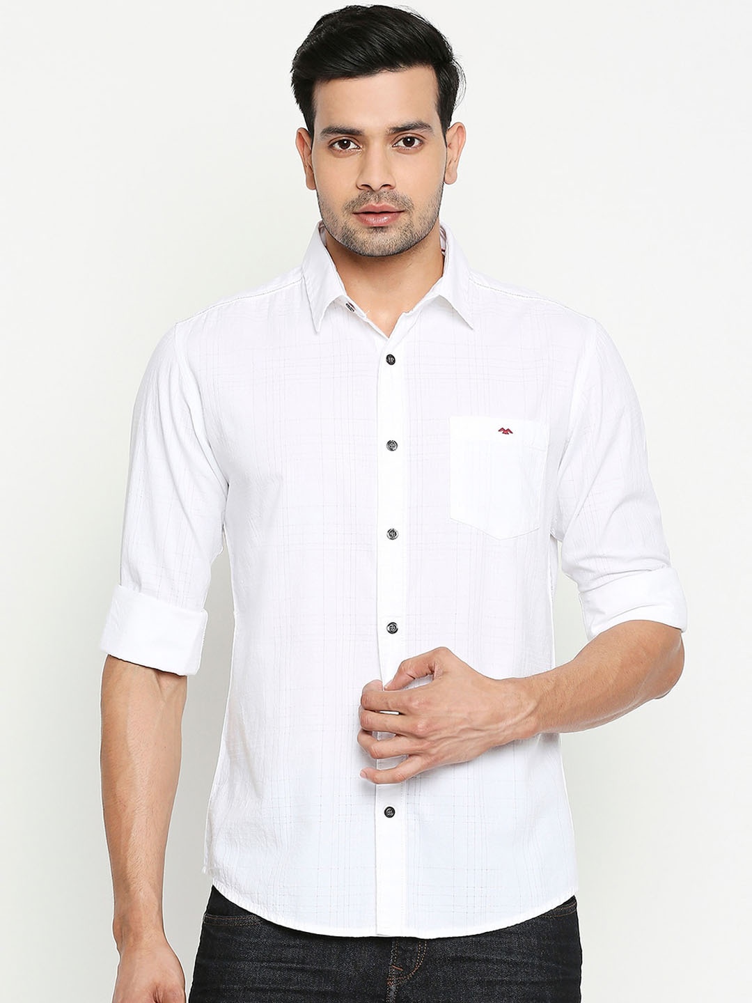 

Mufti Men White Slim Fit Solid Casual Shirt
