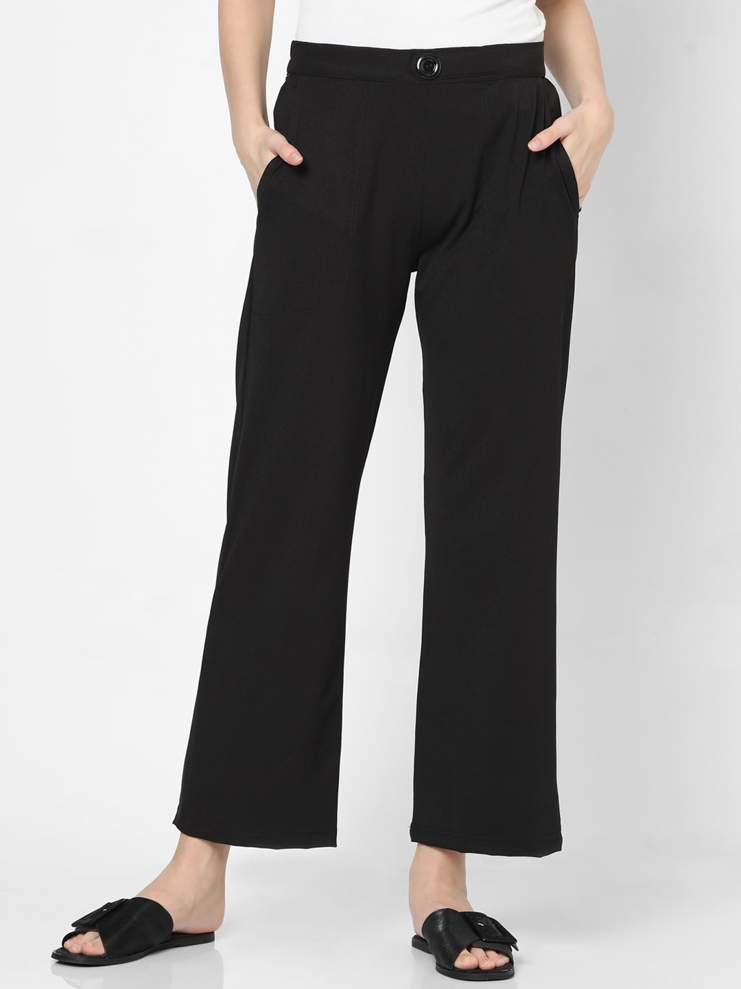 

Smarty Pants Women Black Solid Parallel Trousers
