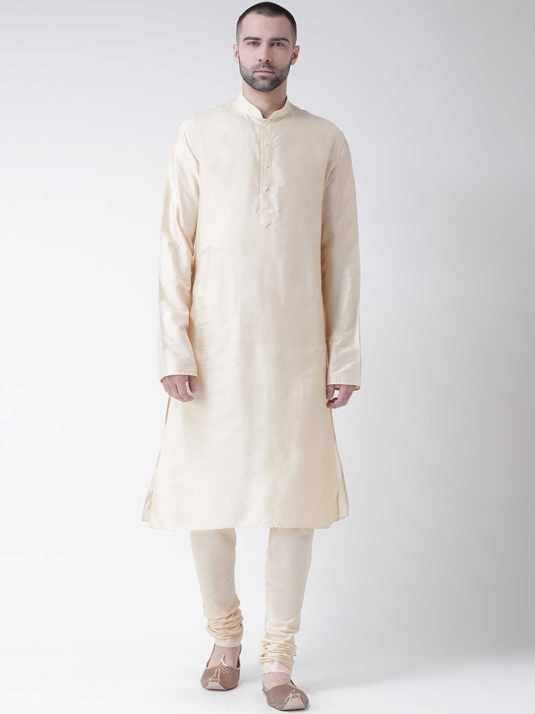

KISAH Men Cream-Coloured Solid Kurta with Churidar