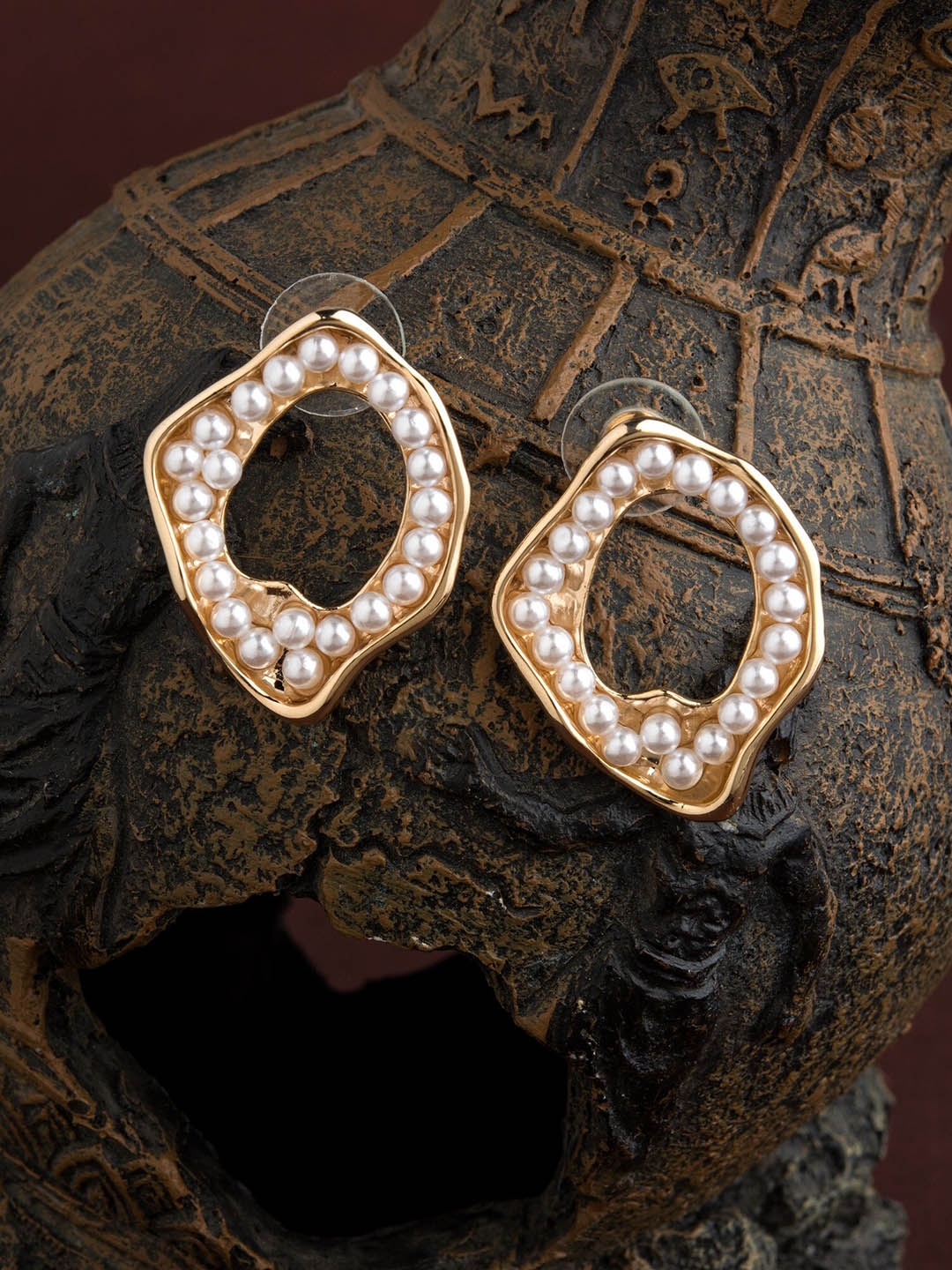

E2O Gold-Plated & White Contemporary Drop Earrings