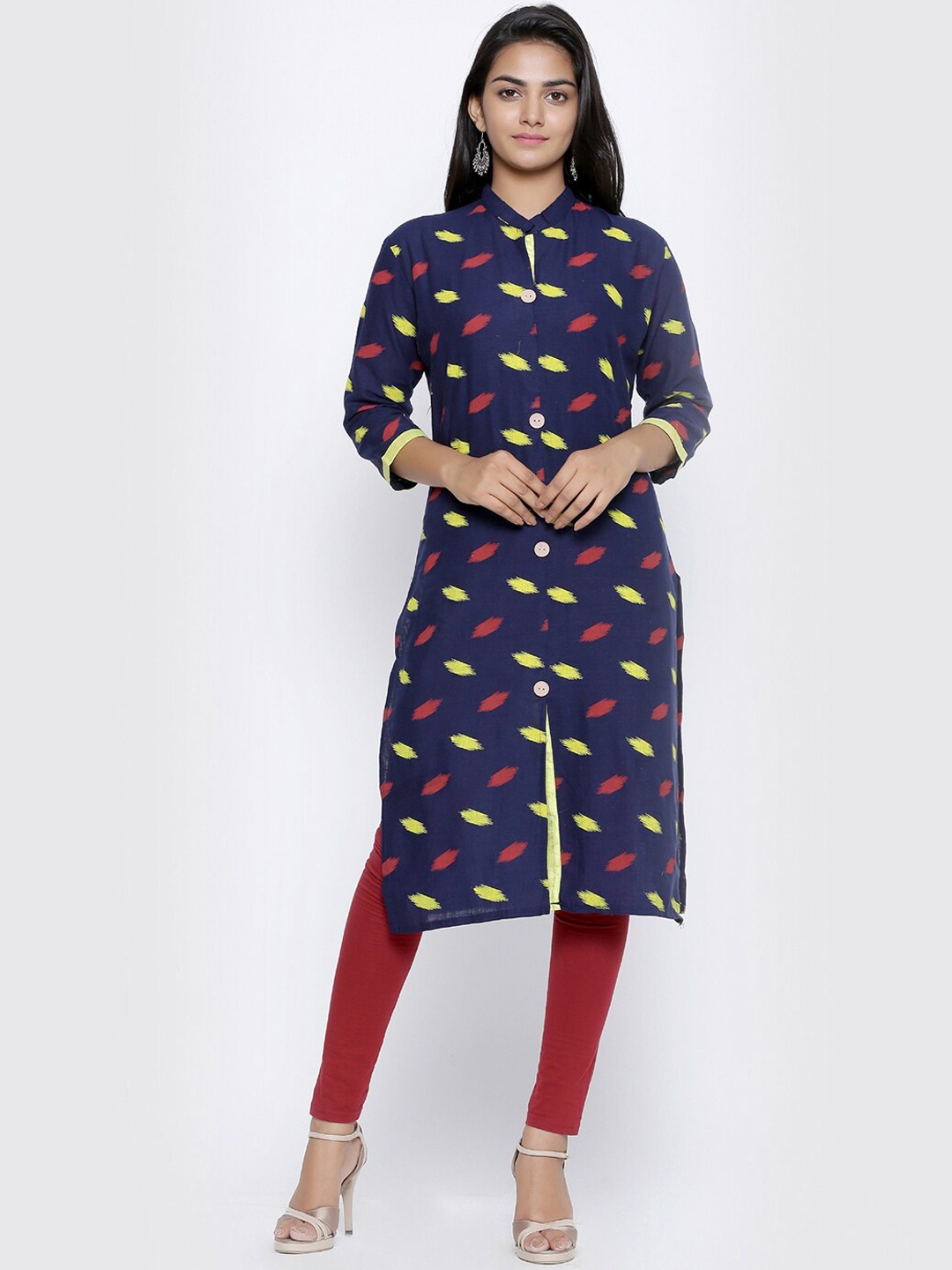 

SOUNDARYA Women Navy Blue & Red Printed Kurta