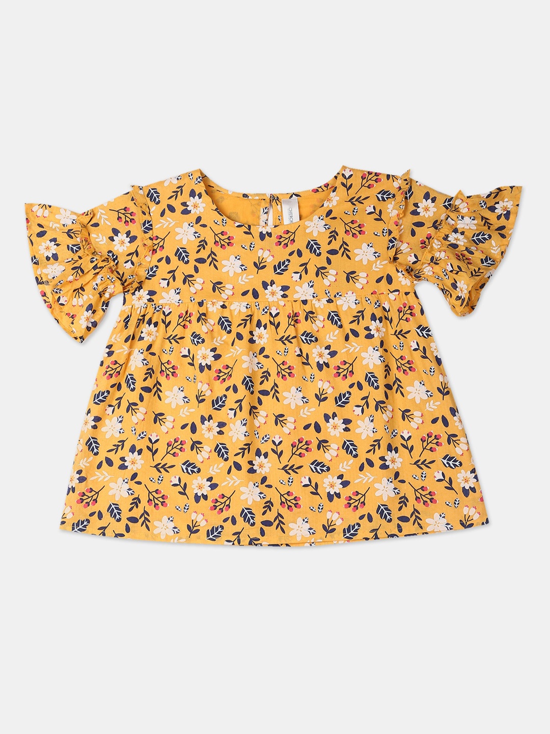 

Cherokee Yellow Printed A-Line Bell Sleeves Top