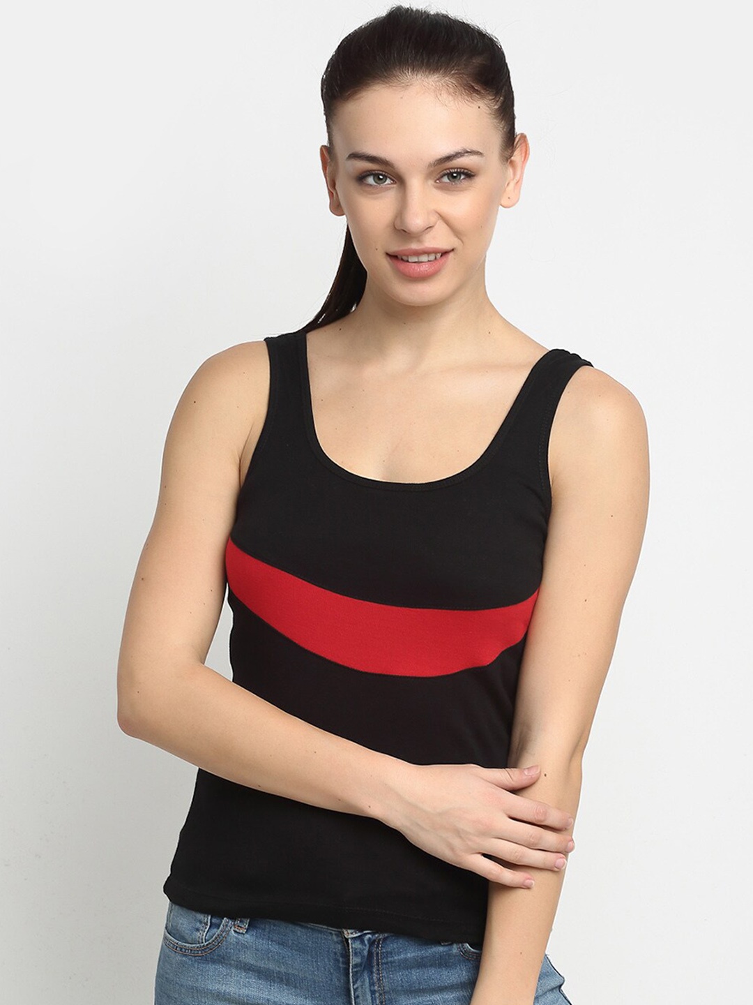 

Friskers Black Pure Cotton Tank Top