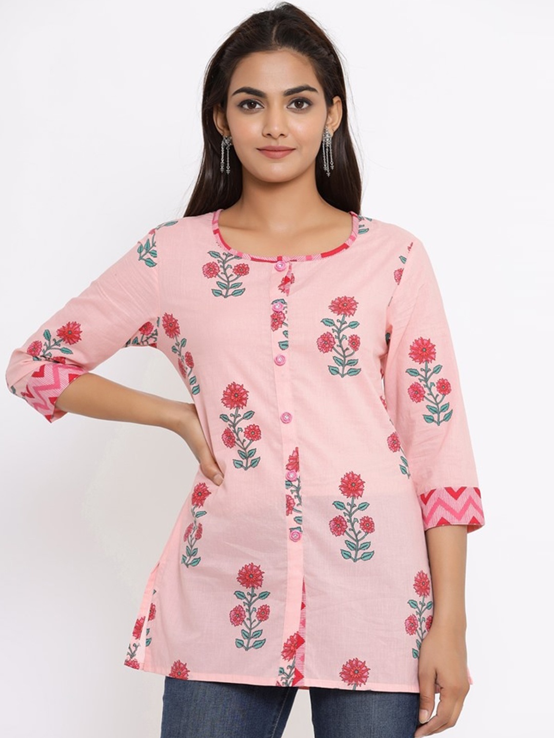 

FABRIC FITOOR Women Pink Floral Printed Kurta