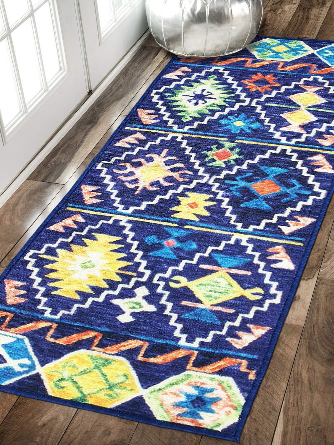 Status Multi Coloured Geometric Pattern Floor Runner