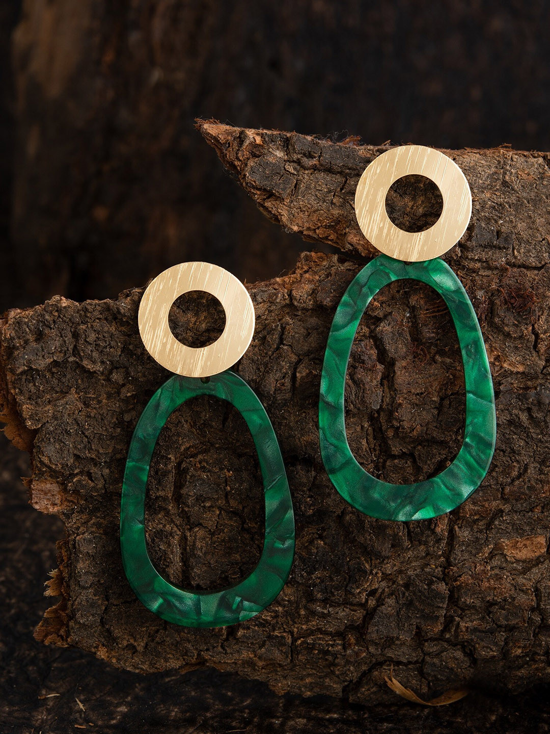 

E2O Green & Gold Plated Geometric Drop Earrings