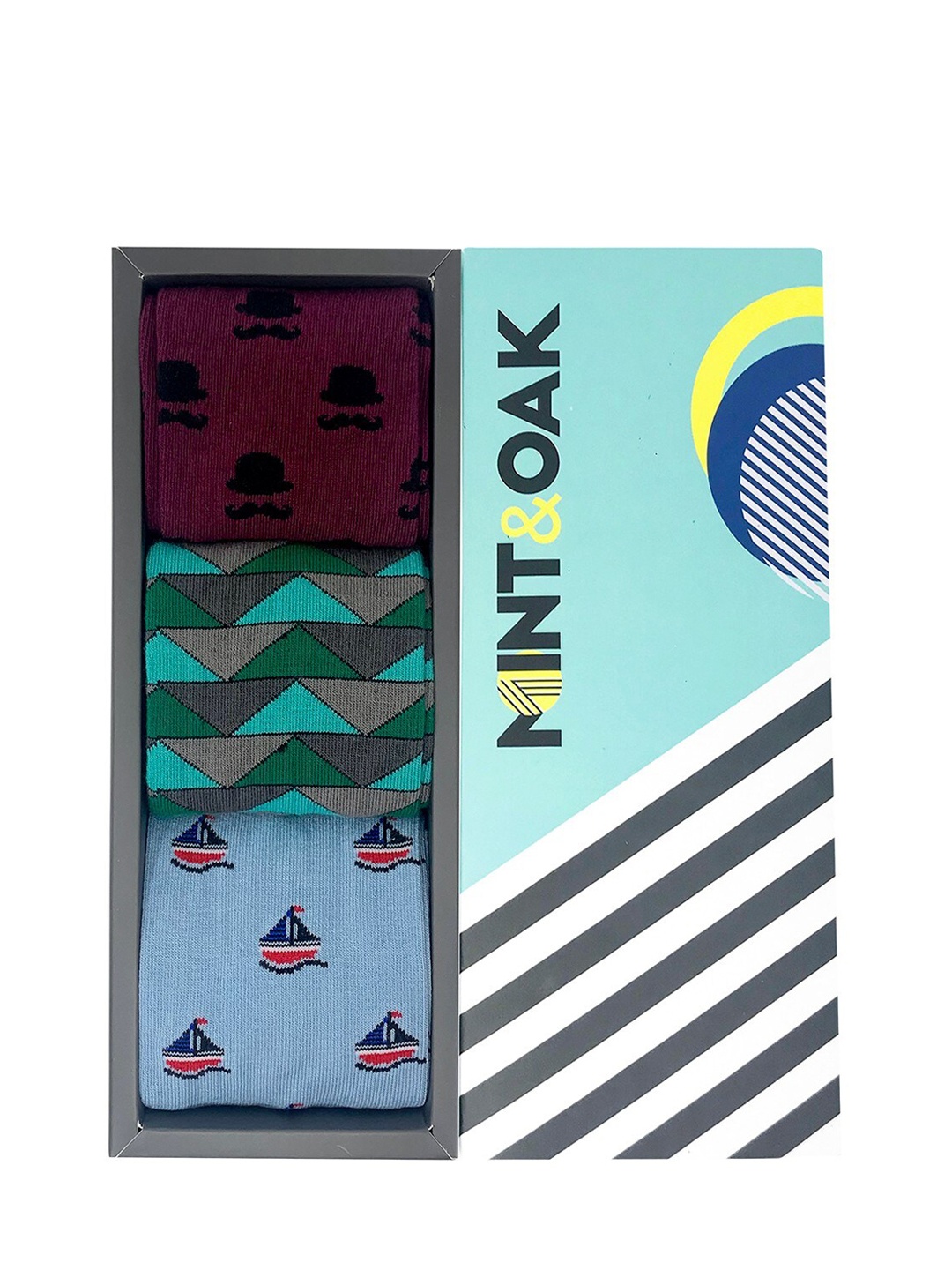 

Mint & Oak Men Set Of 3 Assorted Calf-Length Socks