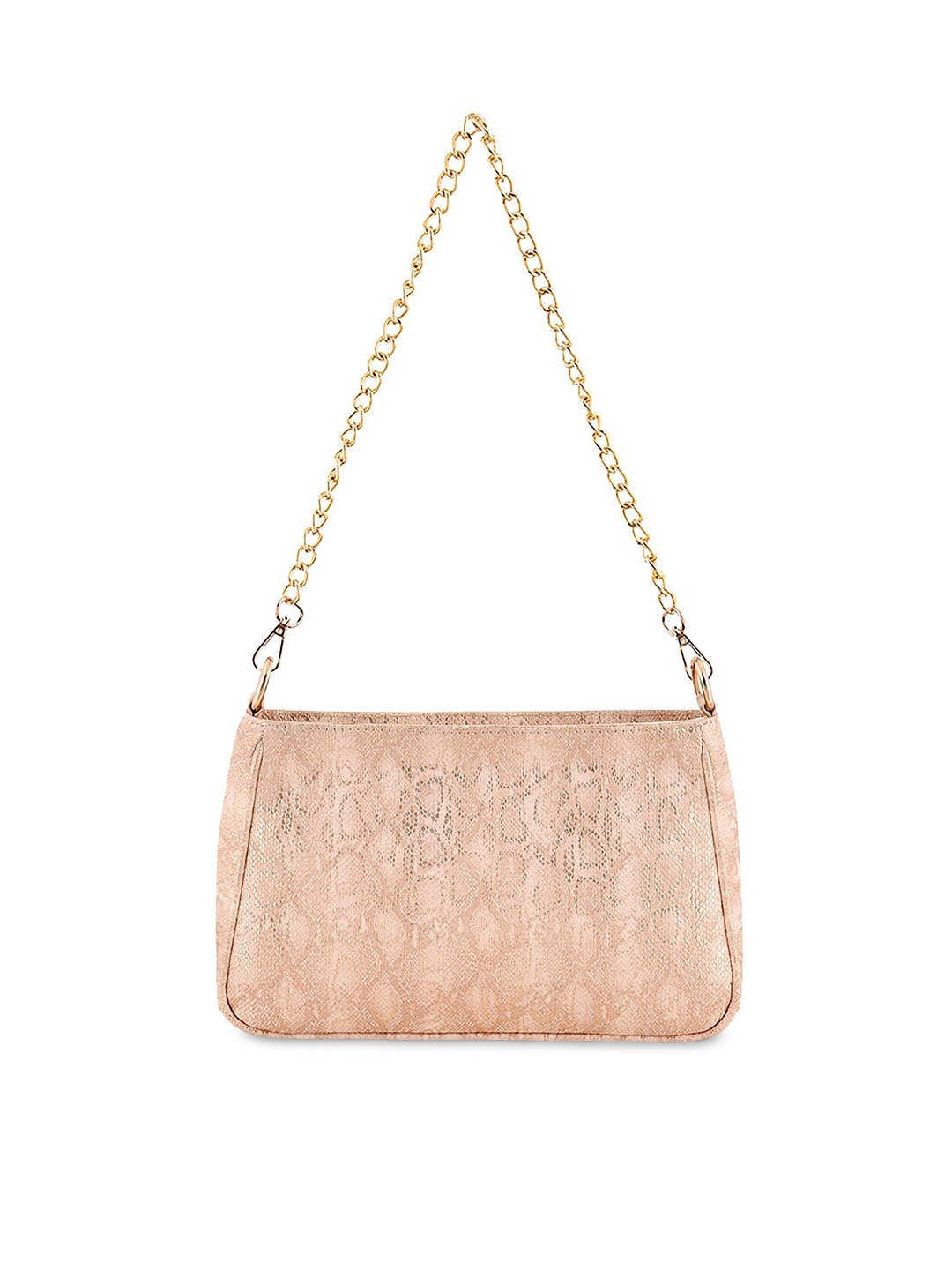 Lychee bags Peach-Coloured Snakeskin Print Sling Bag, Beige