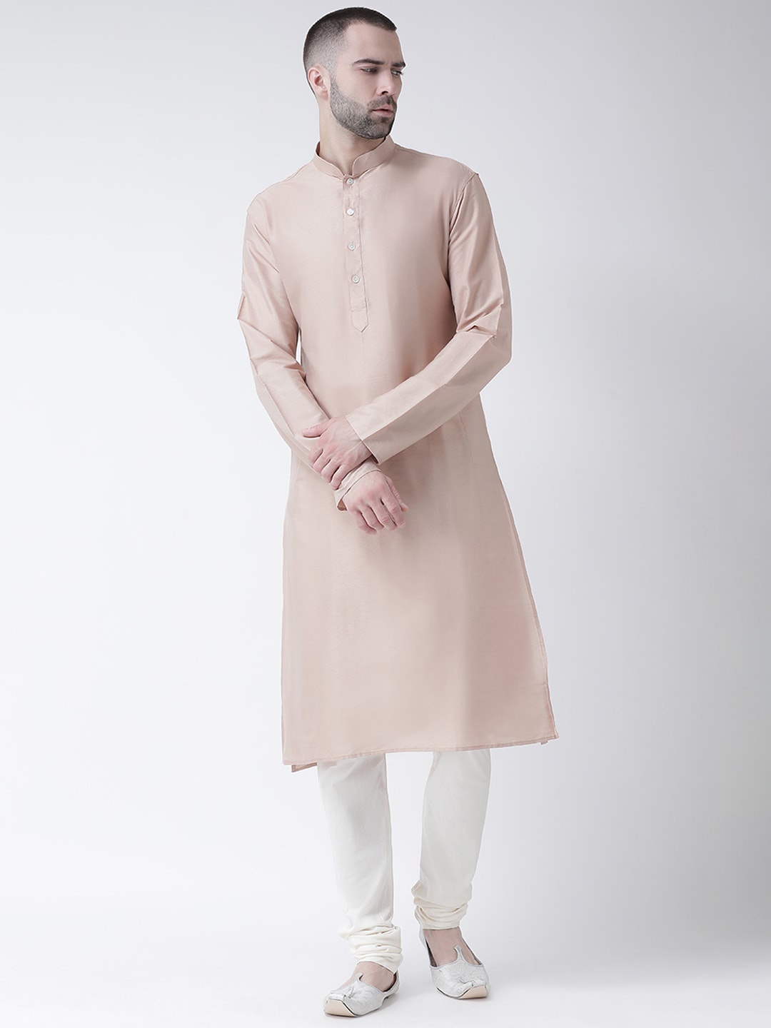

KISAH Men Beige & Off-White Solid Kurta with Churidar