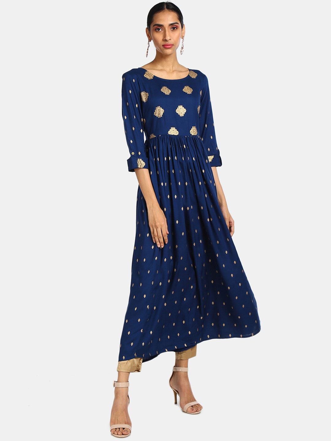 

Anahi Women Navy Blue Ethnic Motifs Printed Anarkali Kurta