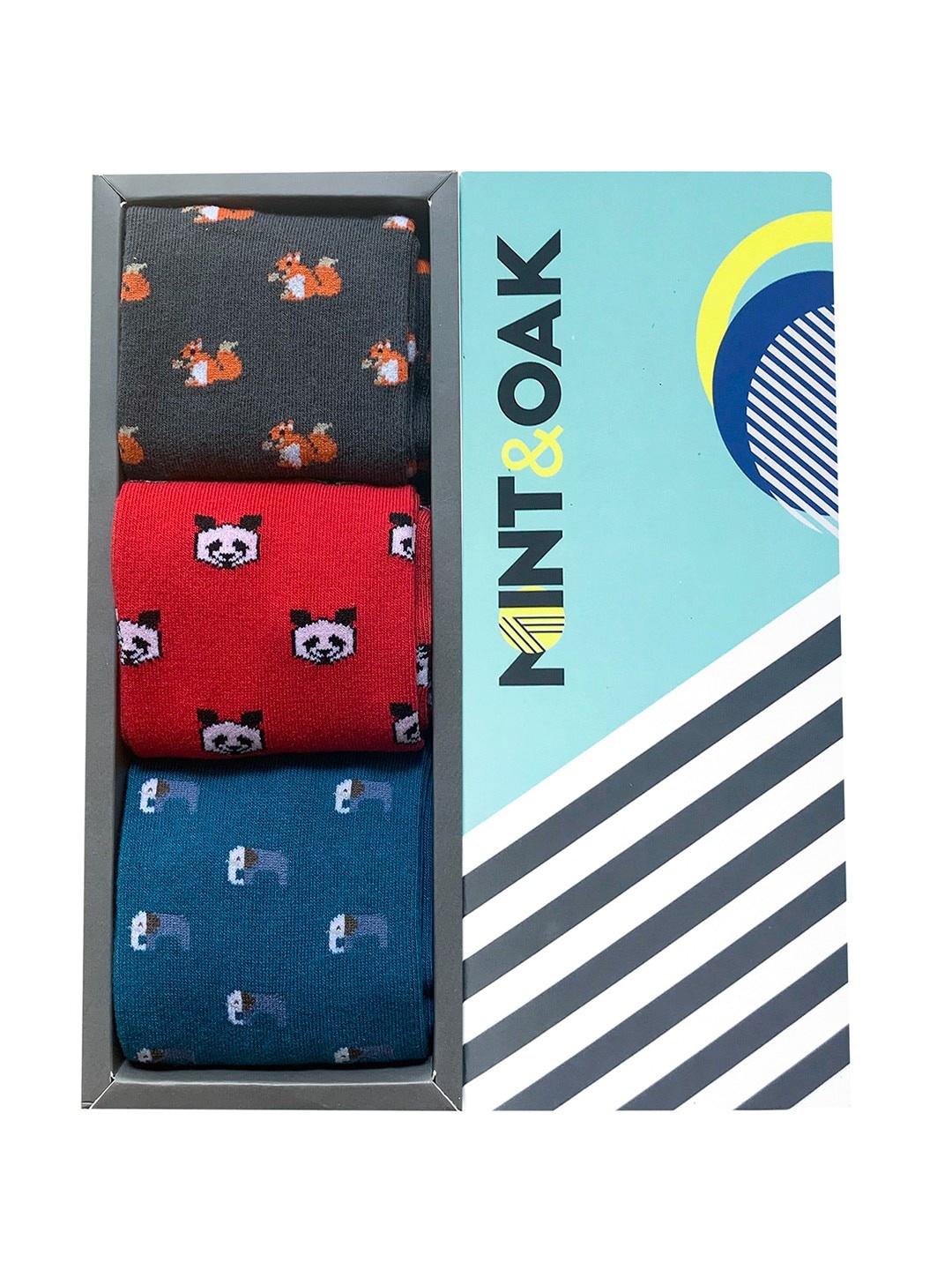 

Mint & Oak Men Pack Of 3 Assorted Calf-Length Socks