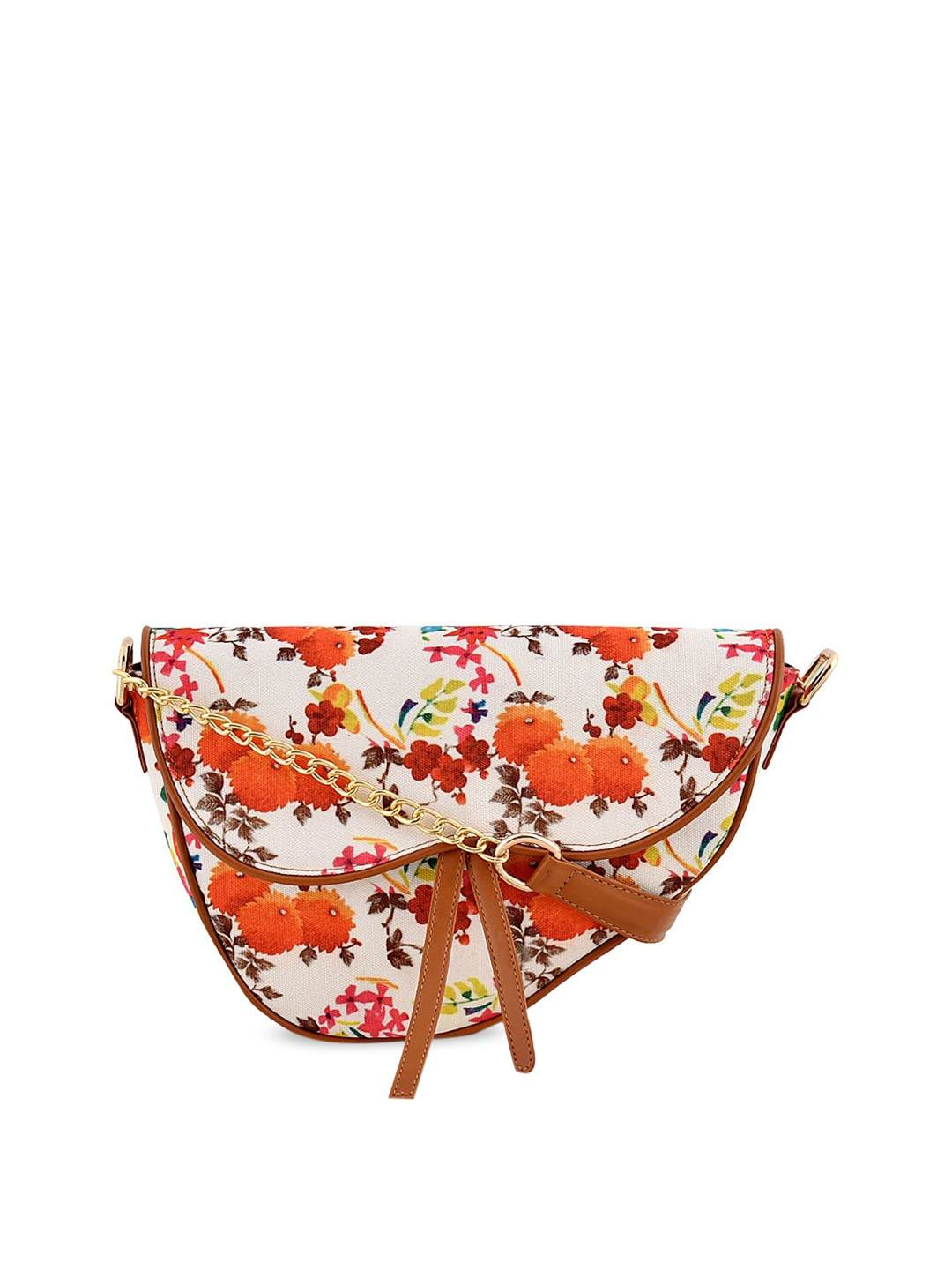 

Lychee bags White & Orange Printed Sling Bag