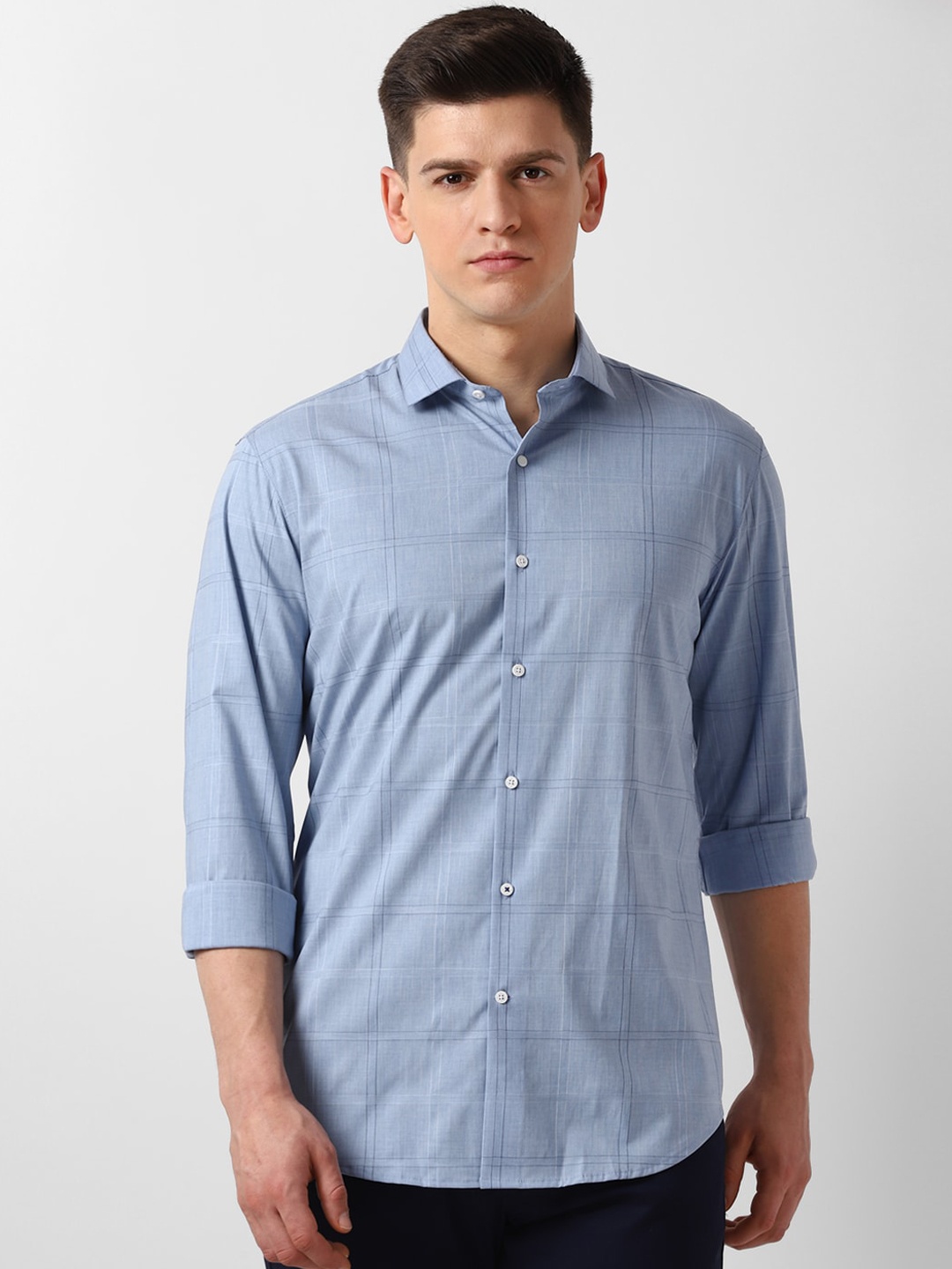 

Louis Philippe Sport Men Blue & White Slim Fit Checked Casual Shirt