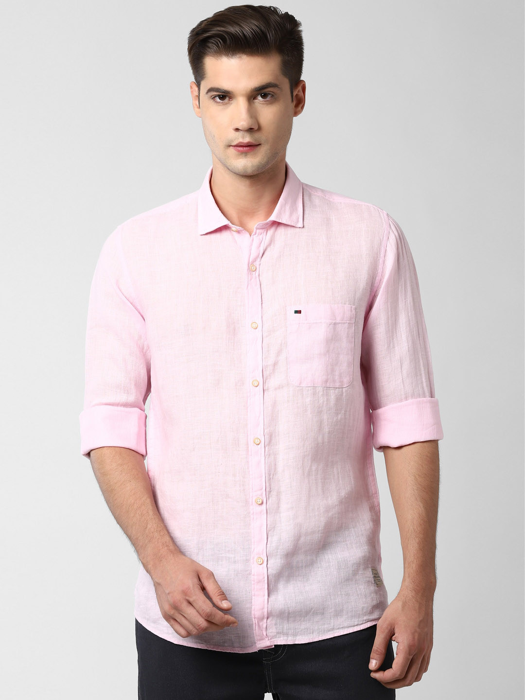 

Peter England Men Pink Slim Fit Solid Casual Shirt