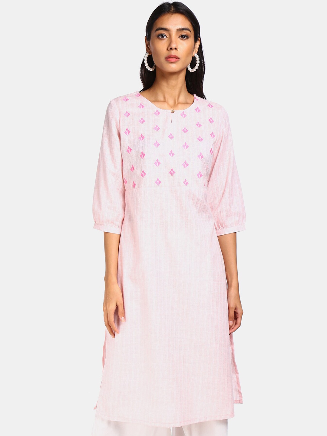 

Karigari Women Pink Geometric Printed Kurta