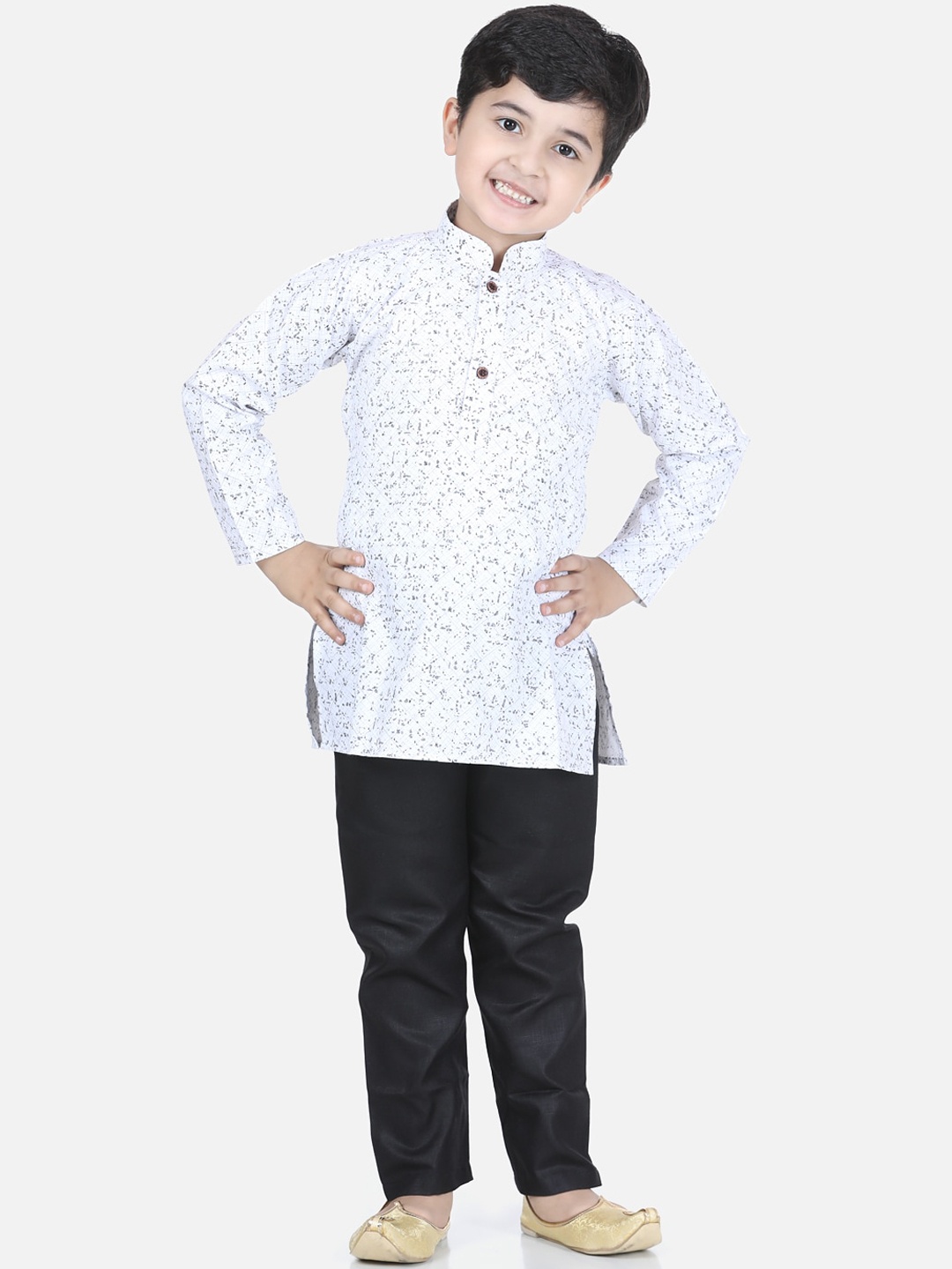 Kidling Boys Blue & Black Printed Kurta with Pyjamas