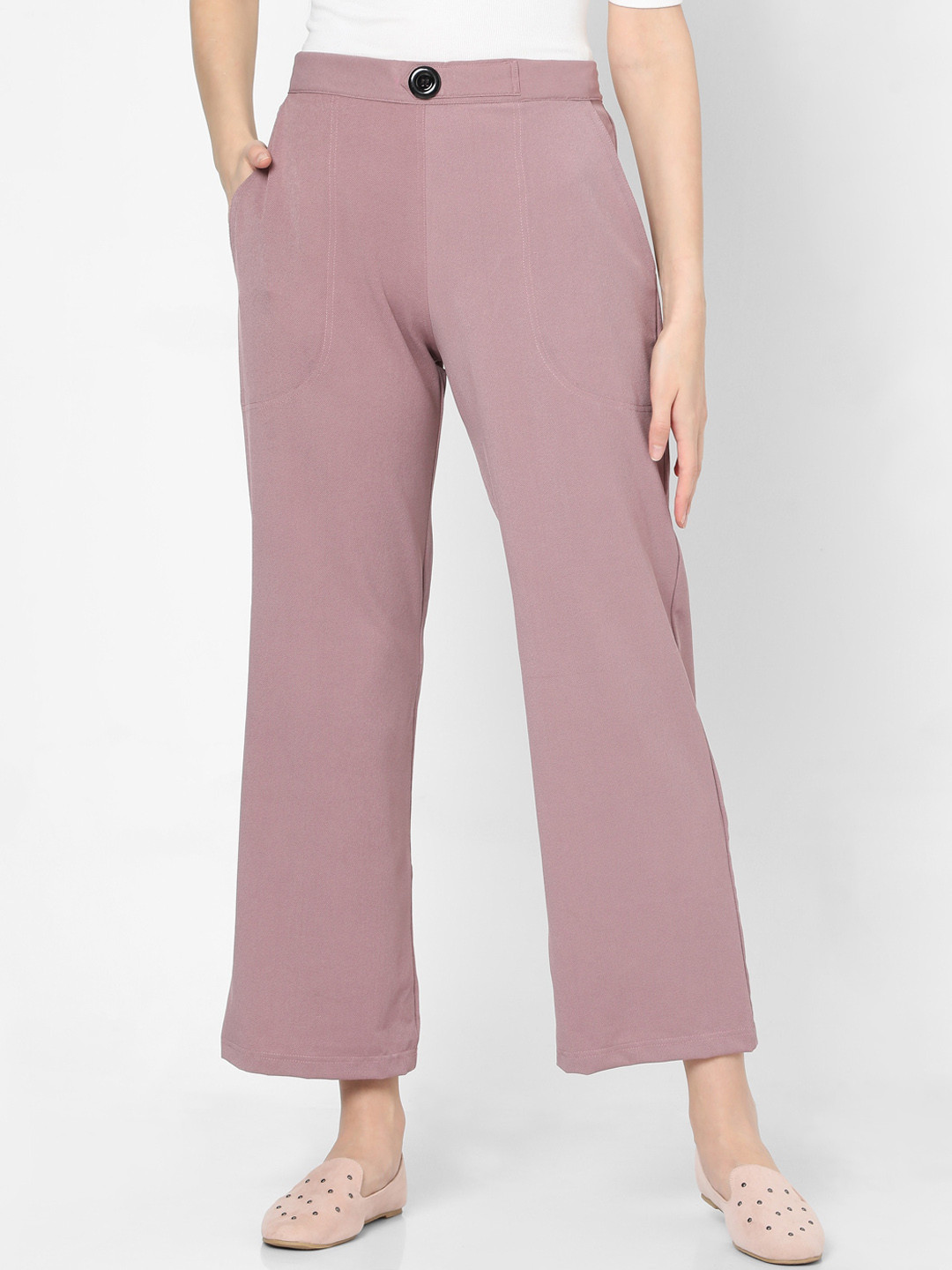 

Smarty Pants Women Mauve Solid Cropped Parallel Trousers