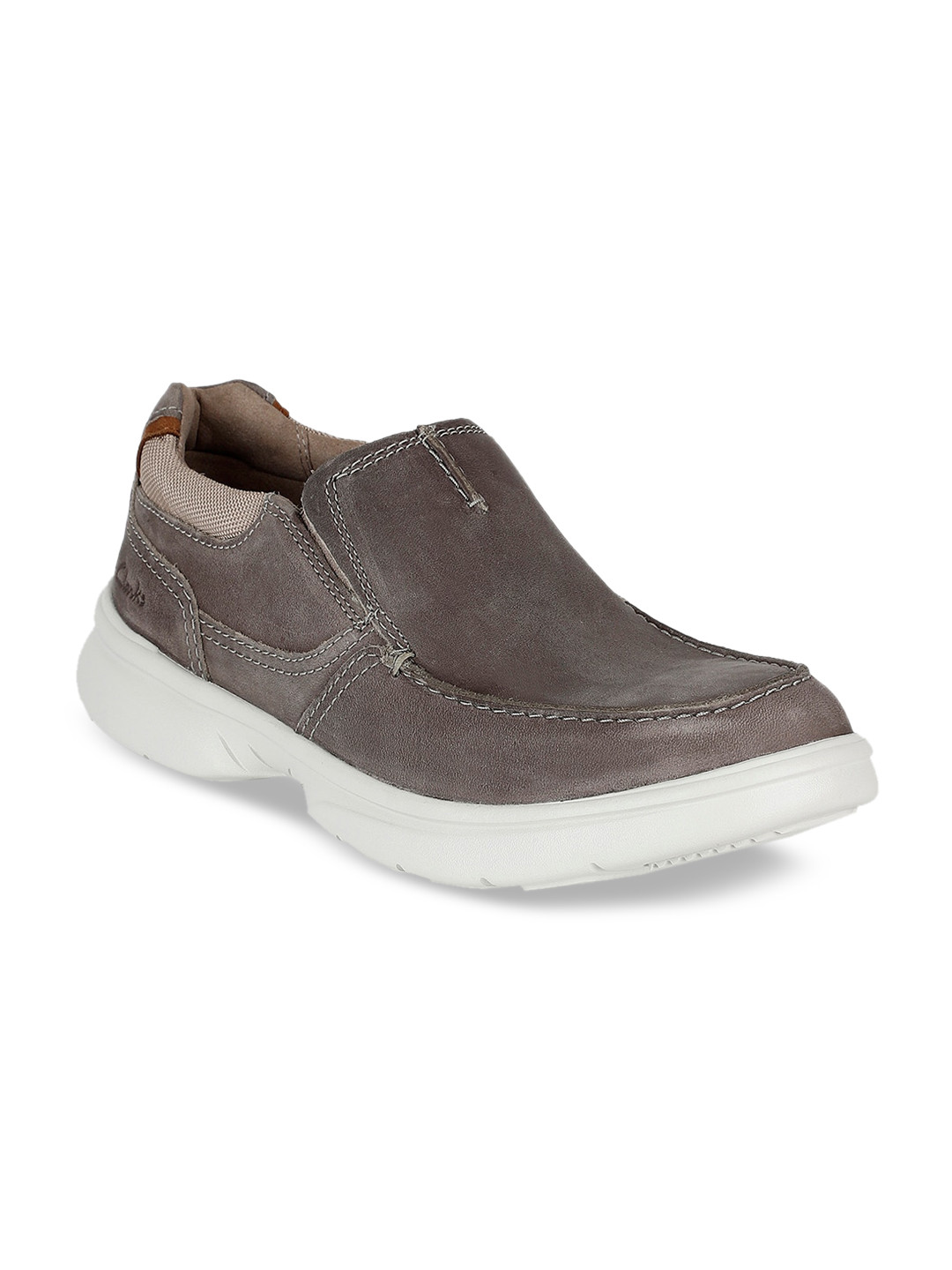 

Clarks Men Beige Leather Slip-On Sneakers