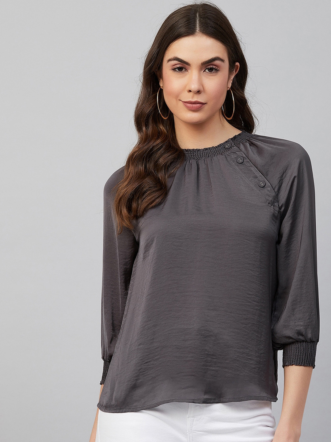 

Carlton London Grey Satin Regular Top