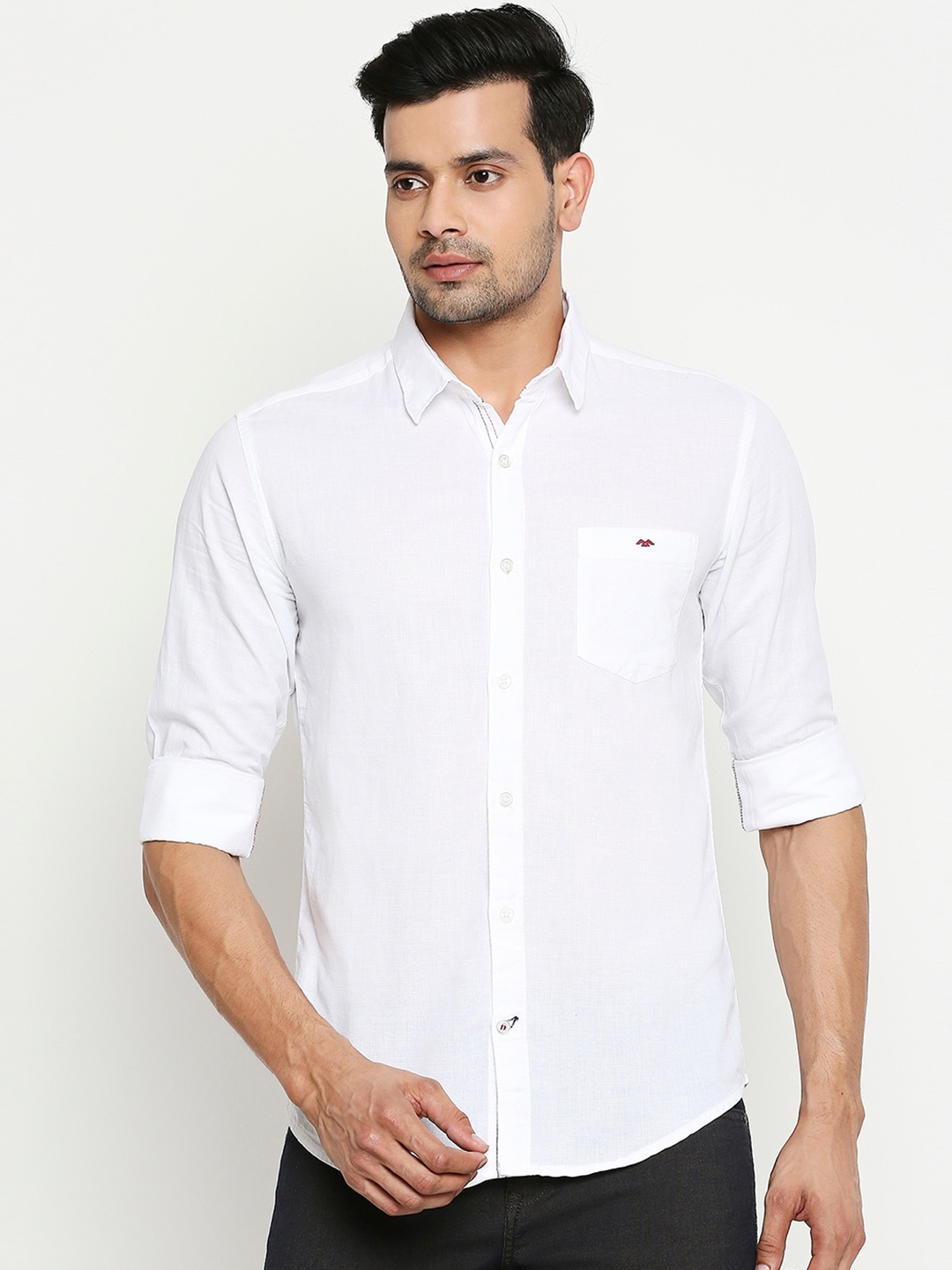 

Mufti Men White Slim Fit Solid Casual Shirt