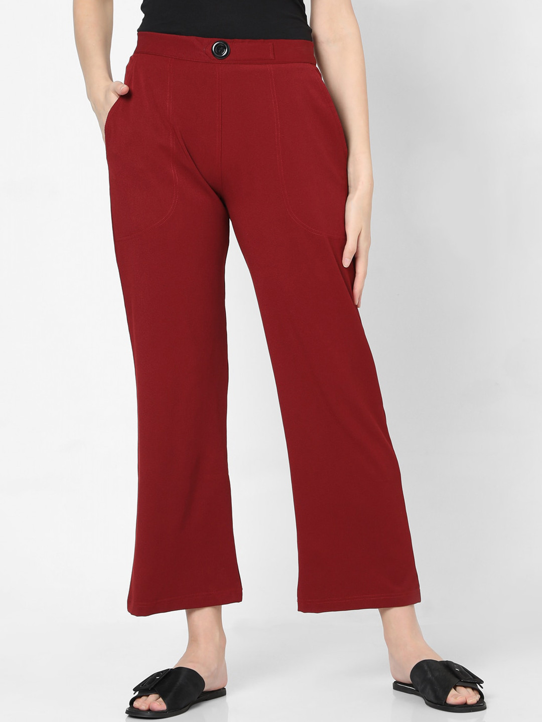 

Smarty Pants Women Maroon Solid Parallel Trousers