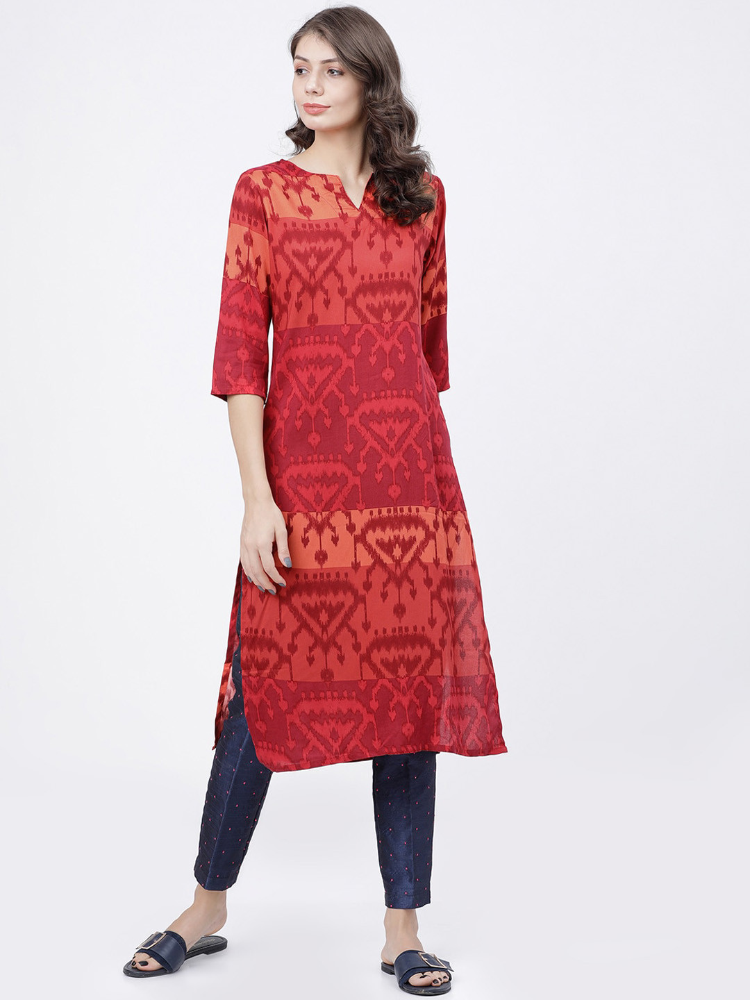 

Vishudh Women Red Printed Kurta