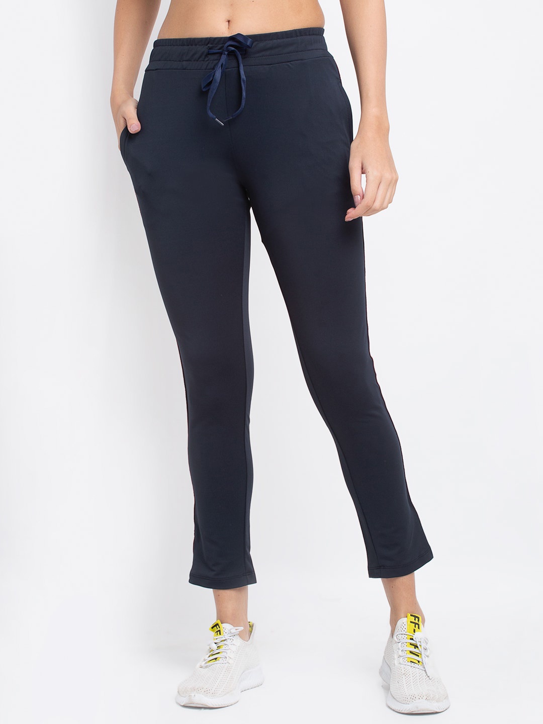 

PERFKT-U Women Navy Blue Solid Straight Fit Track Pants