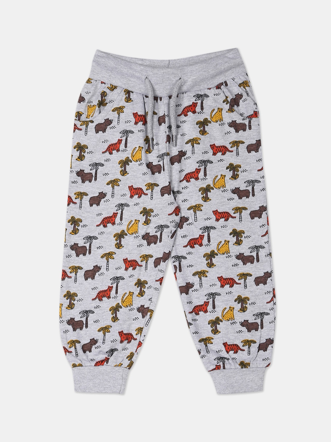 

Donuts Boys Grey & Brown Pure Cotton Regular Fit Printed Joggers
