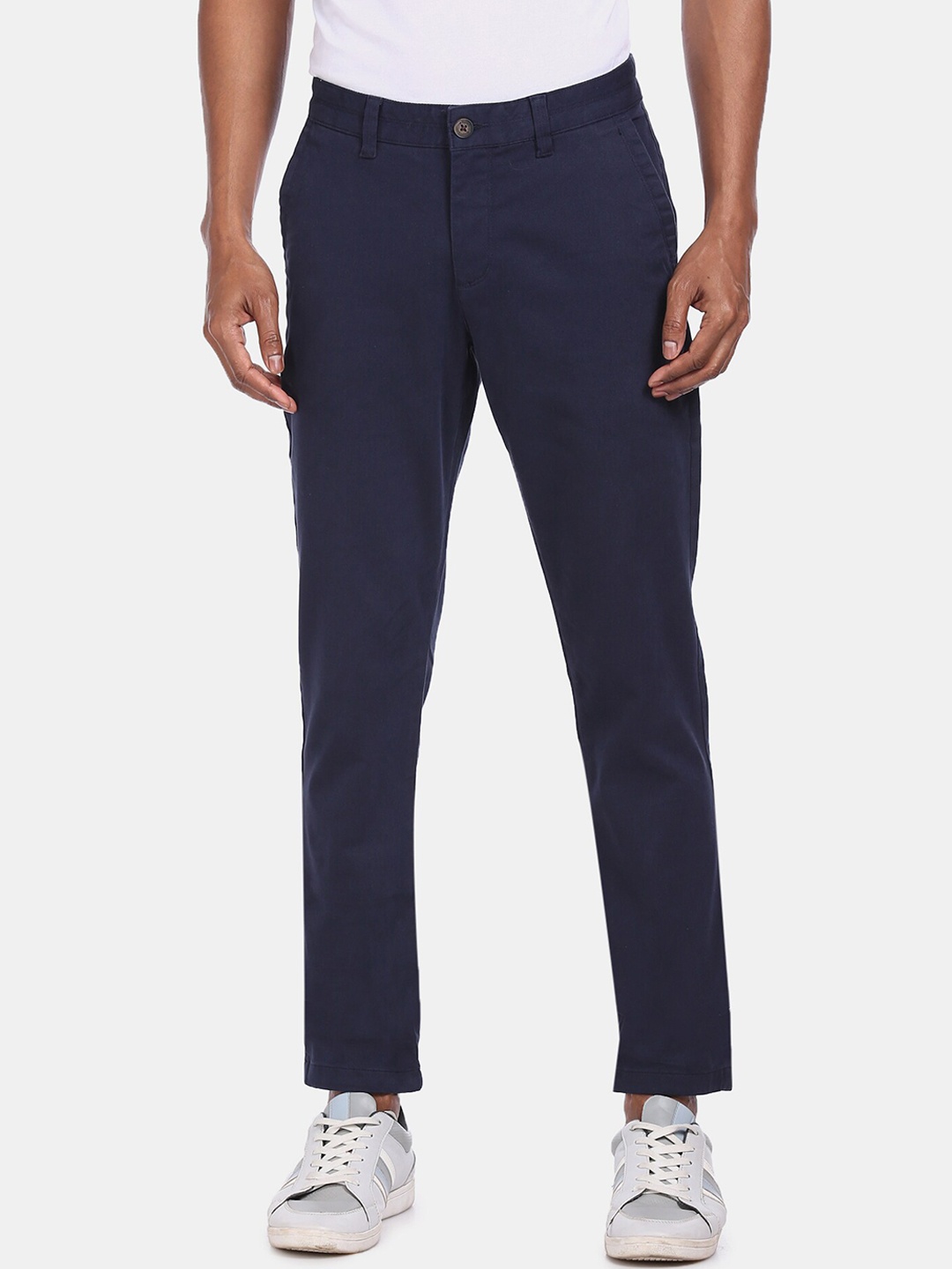

AD By Arvind Men Navy Blue Regular Fit Solid Regular Trousers