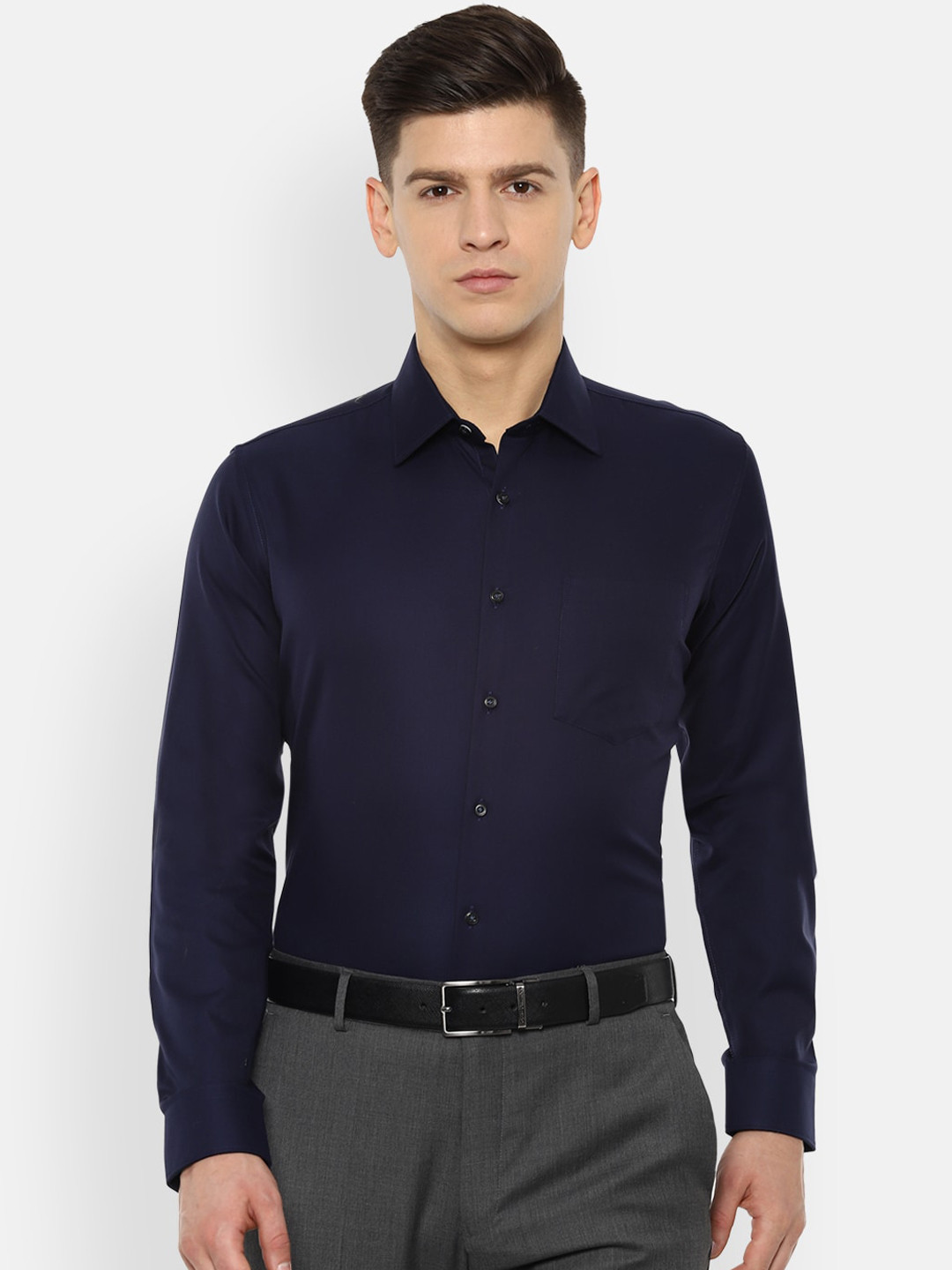 

Van Heusen Men Navy Blue Slim Fit Solid Formal Shirt