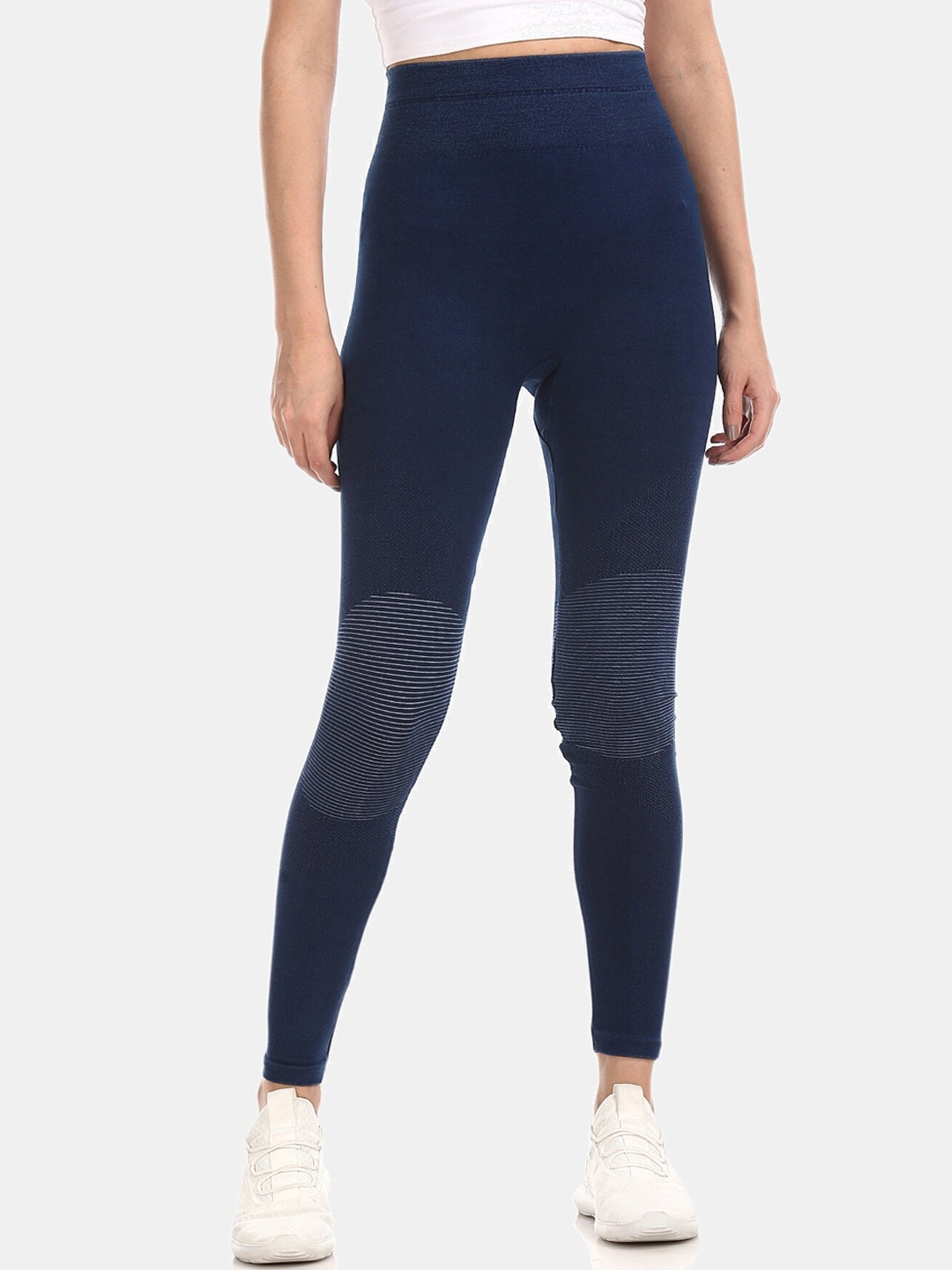 

Cherokee Women Navy Blue Solid Treggings