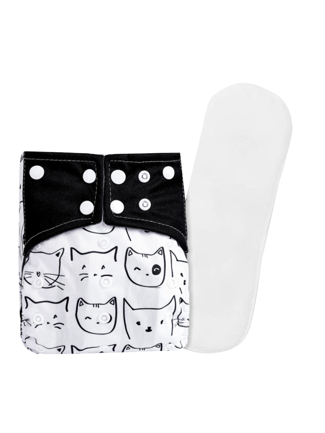 GUCHIGU Kids White & Black Printed Cloth Washable Diapers