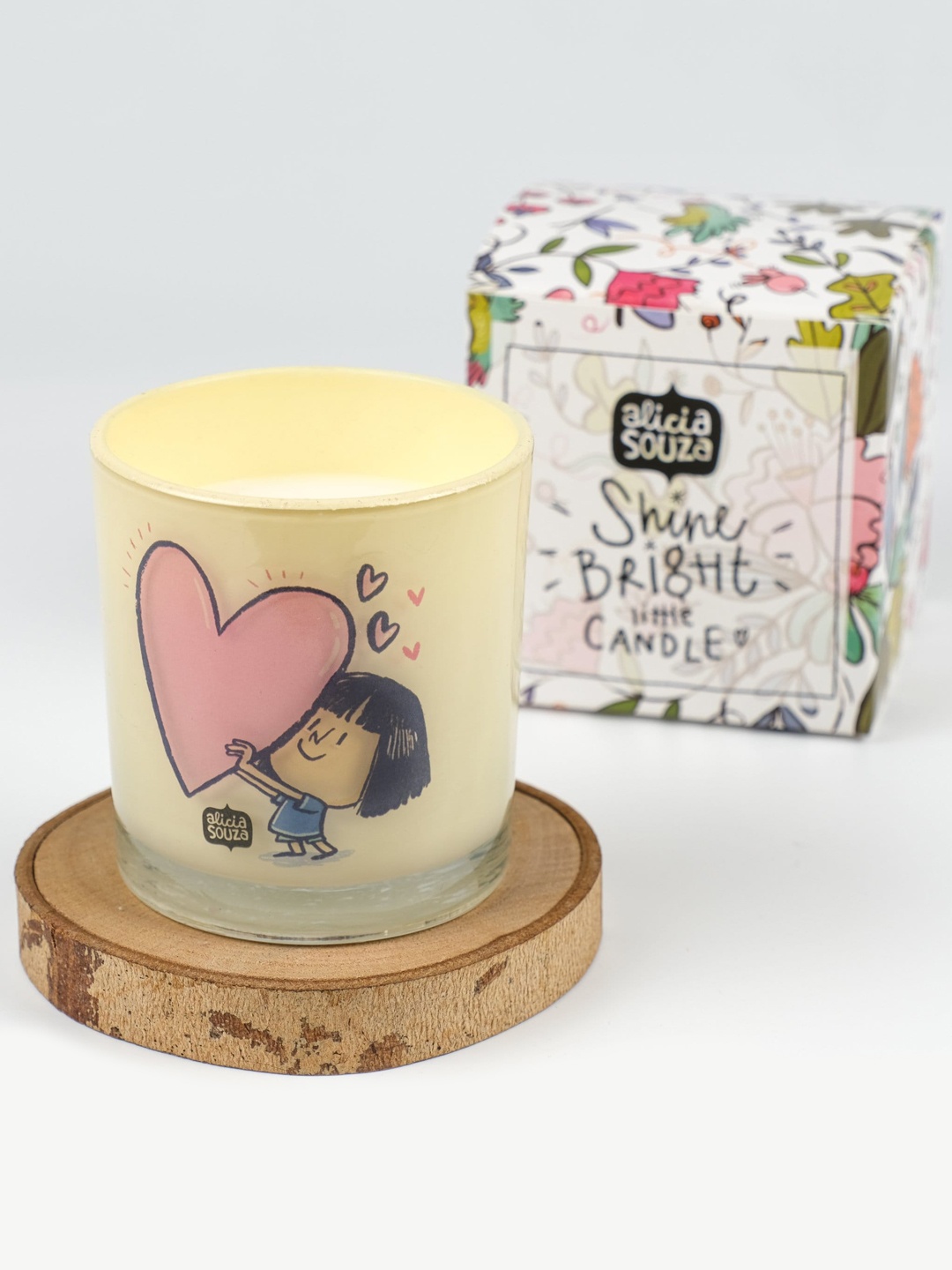 Alicia Souza Girl Heart Shot Glass Candle, Yellow