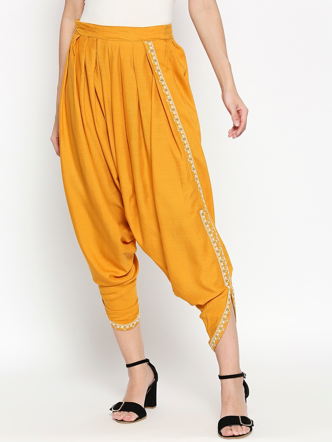 

People Women Mustard Yellow Regular Fit Solid Dhoti Pants
