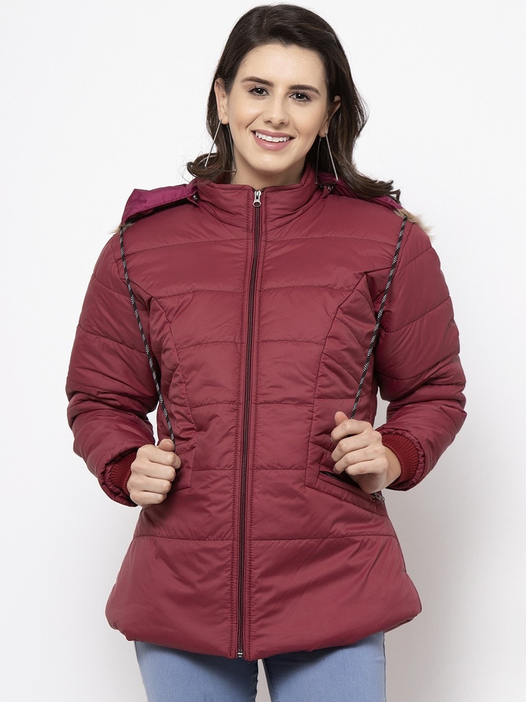 

VOXATI Women Maroon Solid Parka Jacket