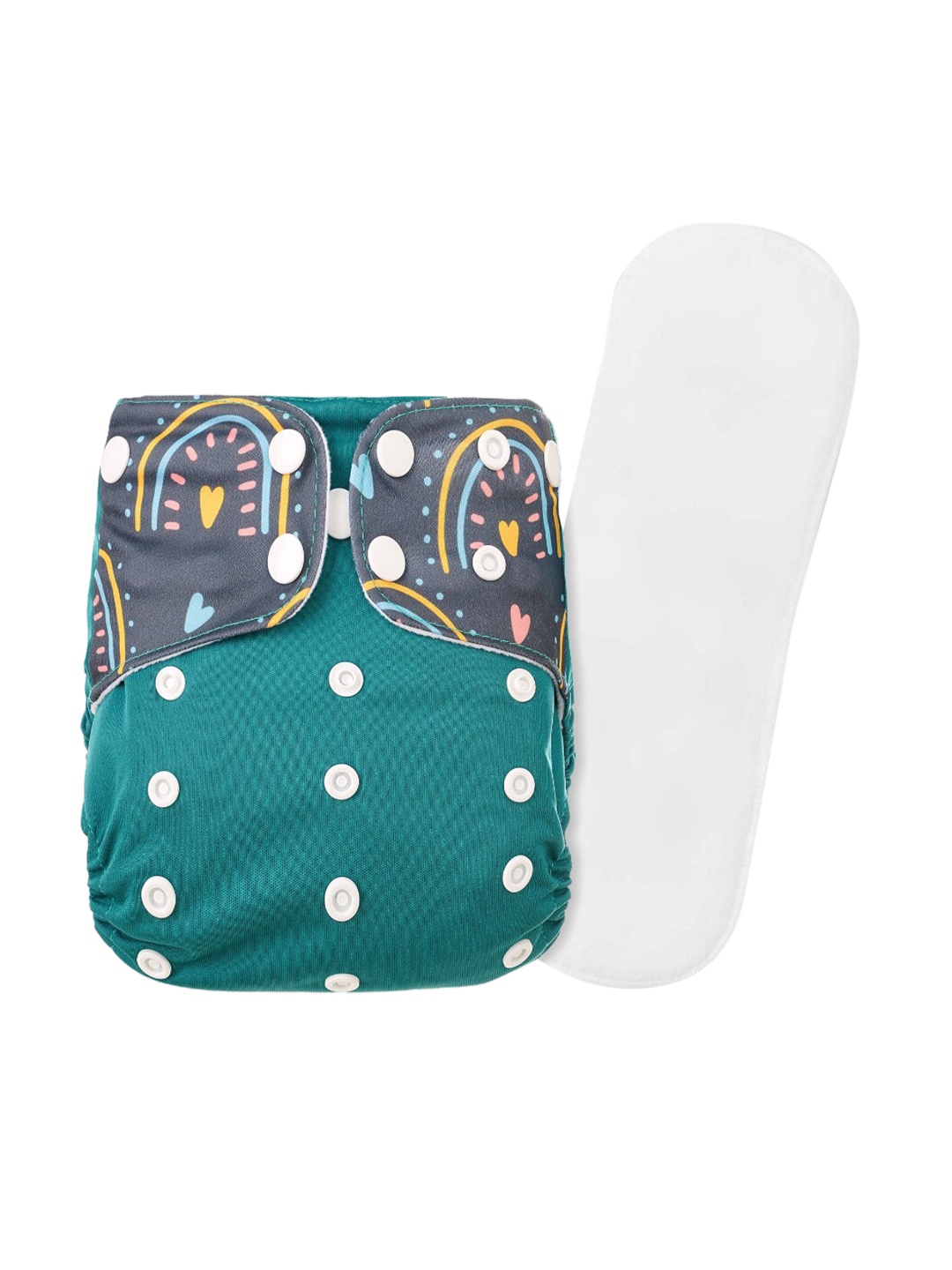 

GUCHIGU Kids Green & Charcoal Grey Printed Cloth Washable Diapers