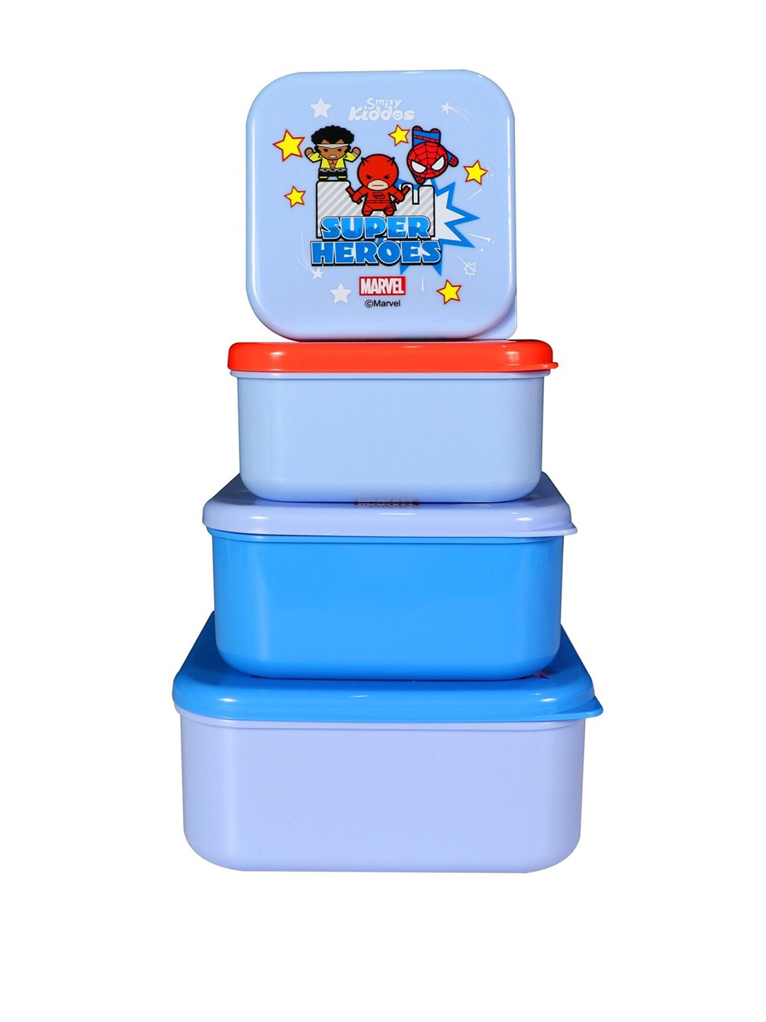 

Smily Kiddos Kids Set Of 4 In 1 Marvel Avengers Printed Lunch Box, Blue