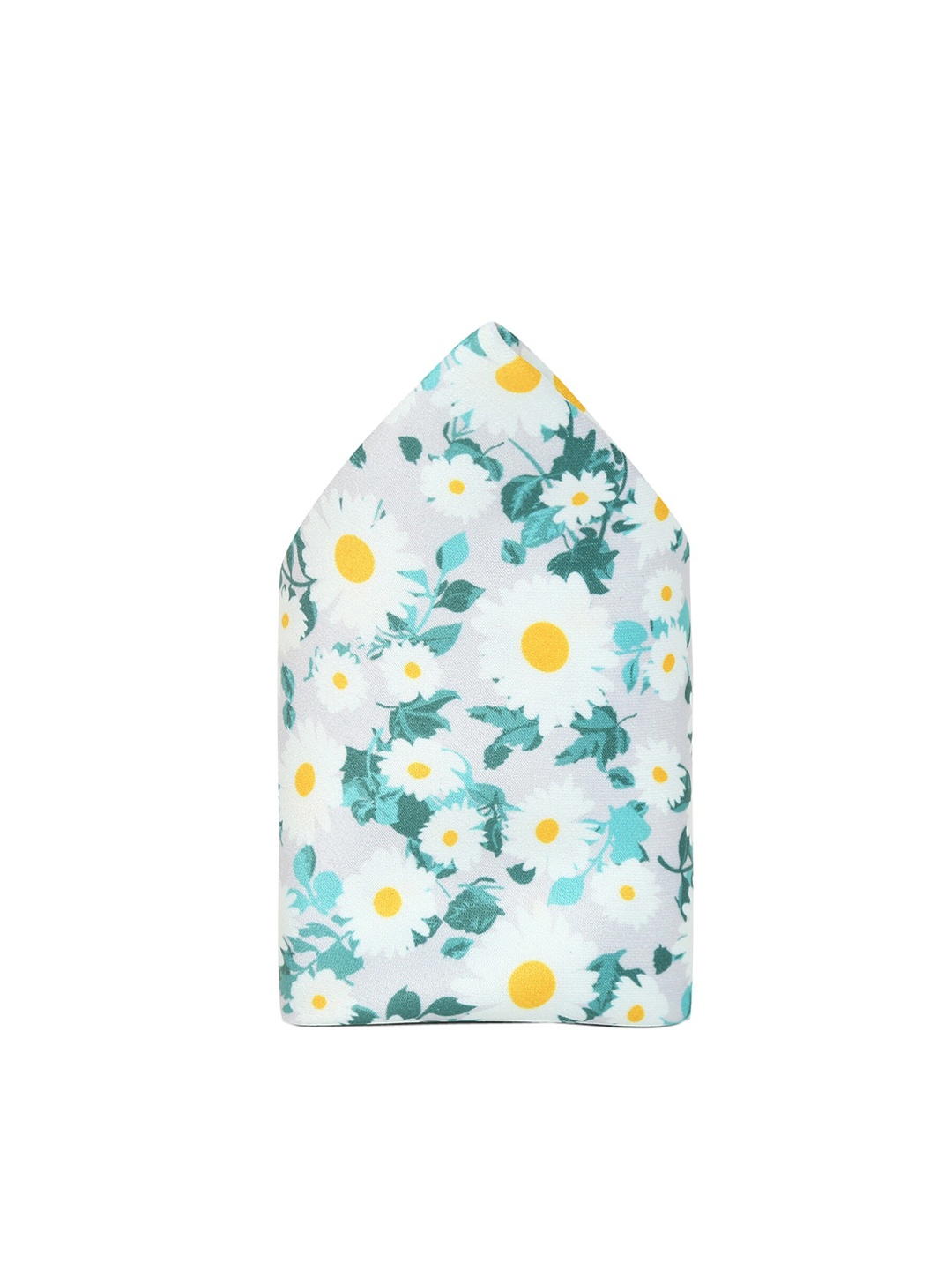 

Tossido Men White & Green Printed Pocket Square