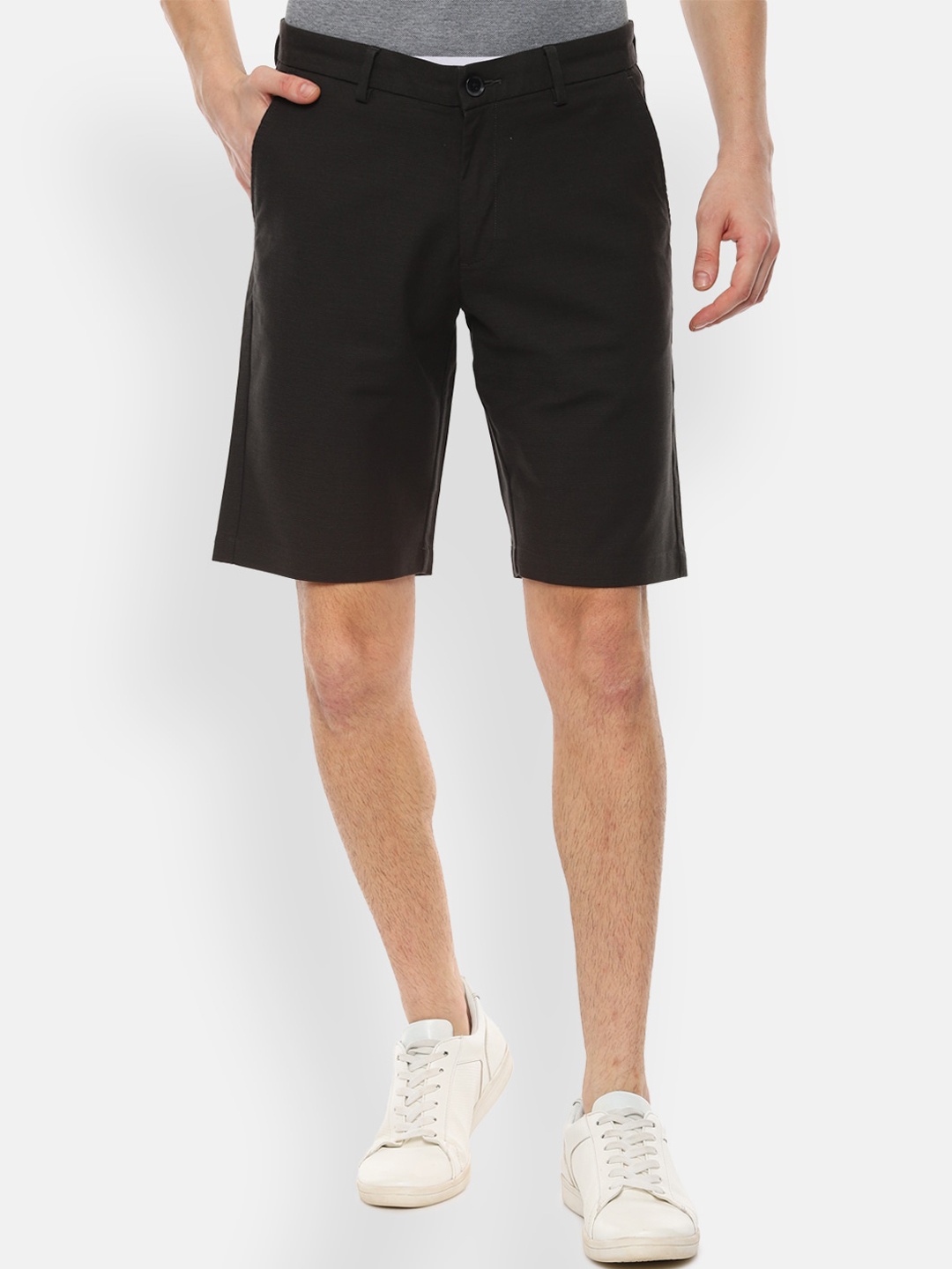 V Dot Men Brown Striped Regular Fit Regular Shorts