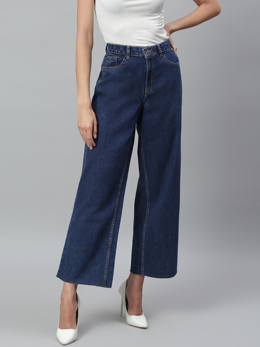 

Kotty Women Navy Blue No Fade Clean Look Flared Jeans