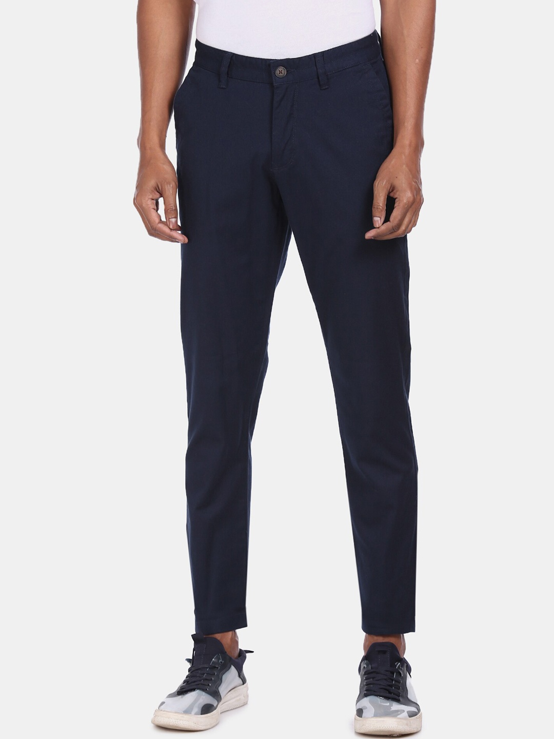 

AD By Arvind Men Navy Blue Regular Fit Solid Regular Trousers