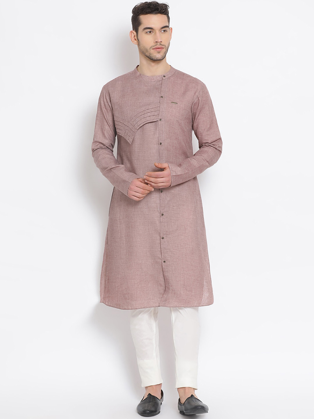 

DEVOILER Men Taupe Cotton Kurta