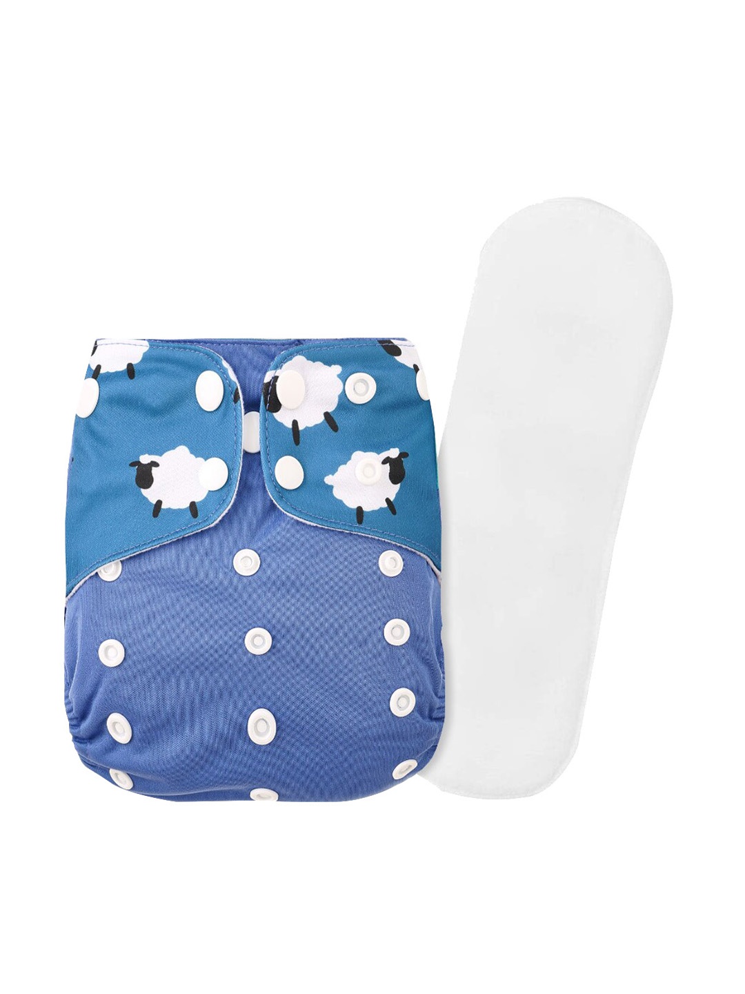 

GUCHIGU Kids Blue & White Printed Cloth Washable Diapers