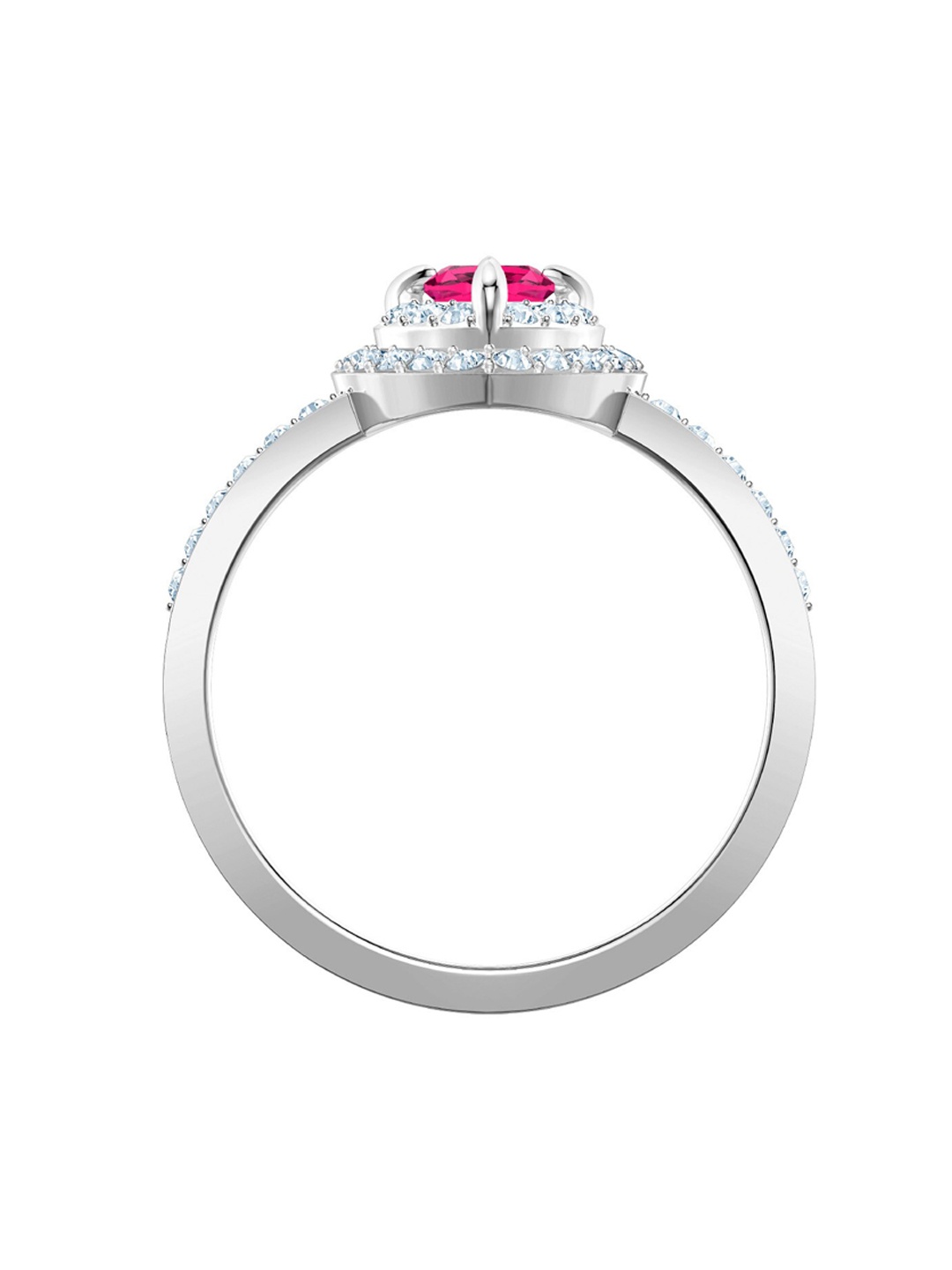 

SWAROVSKI Rhodium Plated Silver-Toned White Crystal-Studded Finger Ring